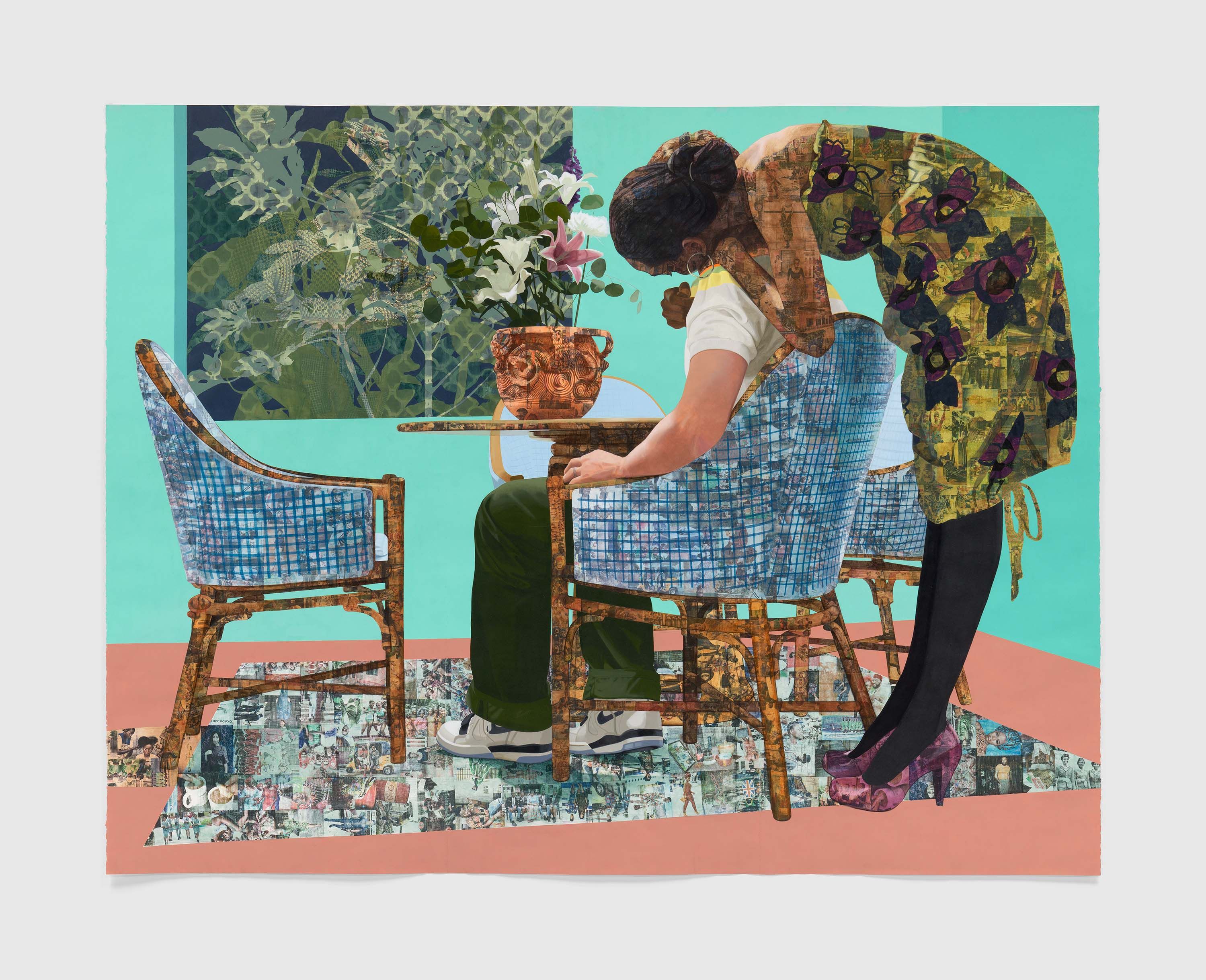 A work on paper by Njideka Akunyili Crosby, titled Blend in - Stand out, dated 2019.