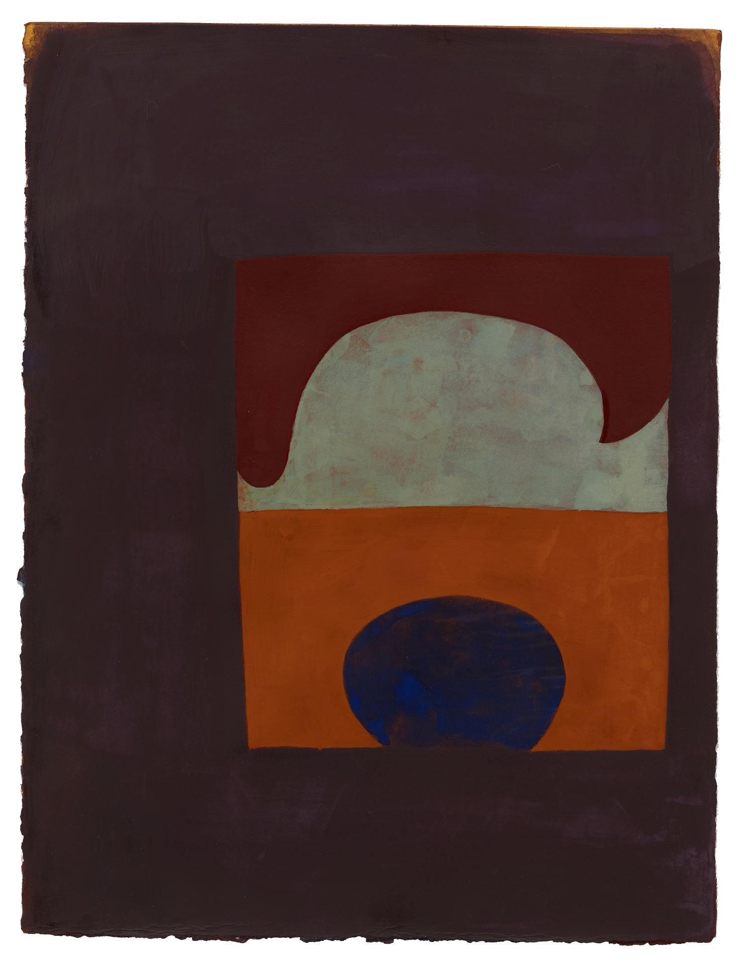 A painting by Suzan Frecon, titled painting with purple surround, dated 2007.