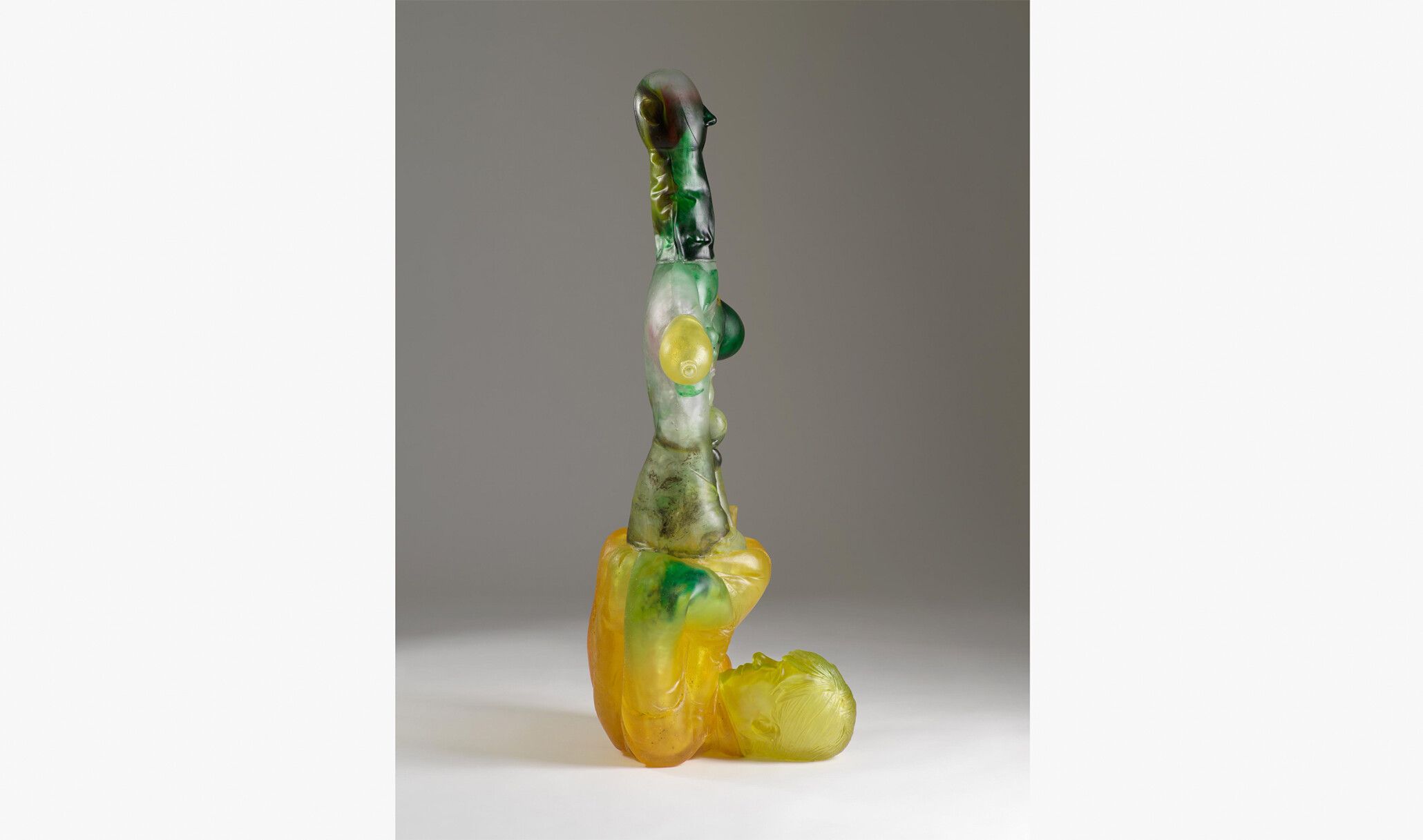 A sculpture by Andra Ursuta, titled Yoga Don't Help, dated 2021.