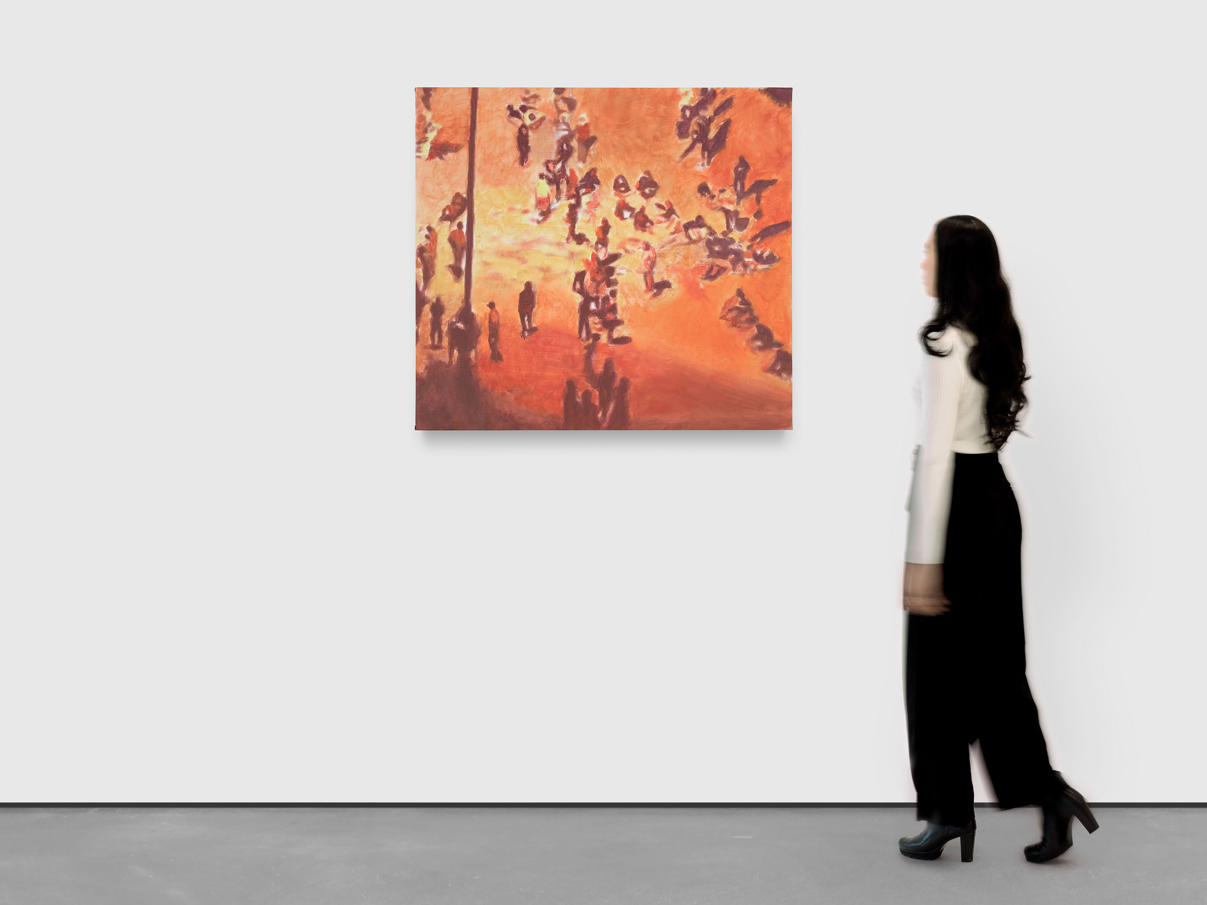 A painting by Luc Tuymans, titled Migrants, dated 2025.