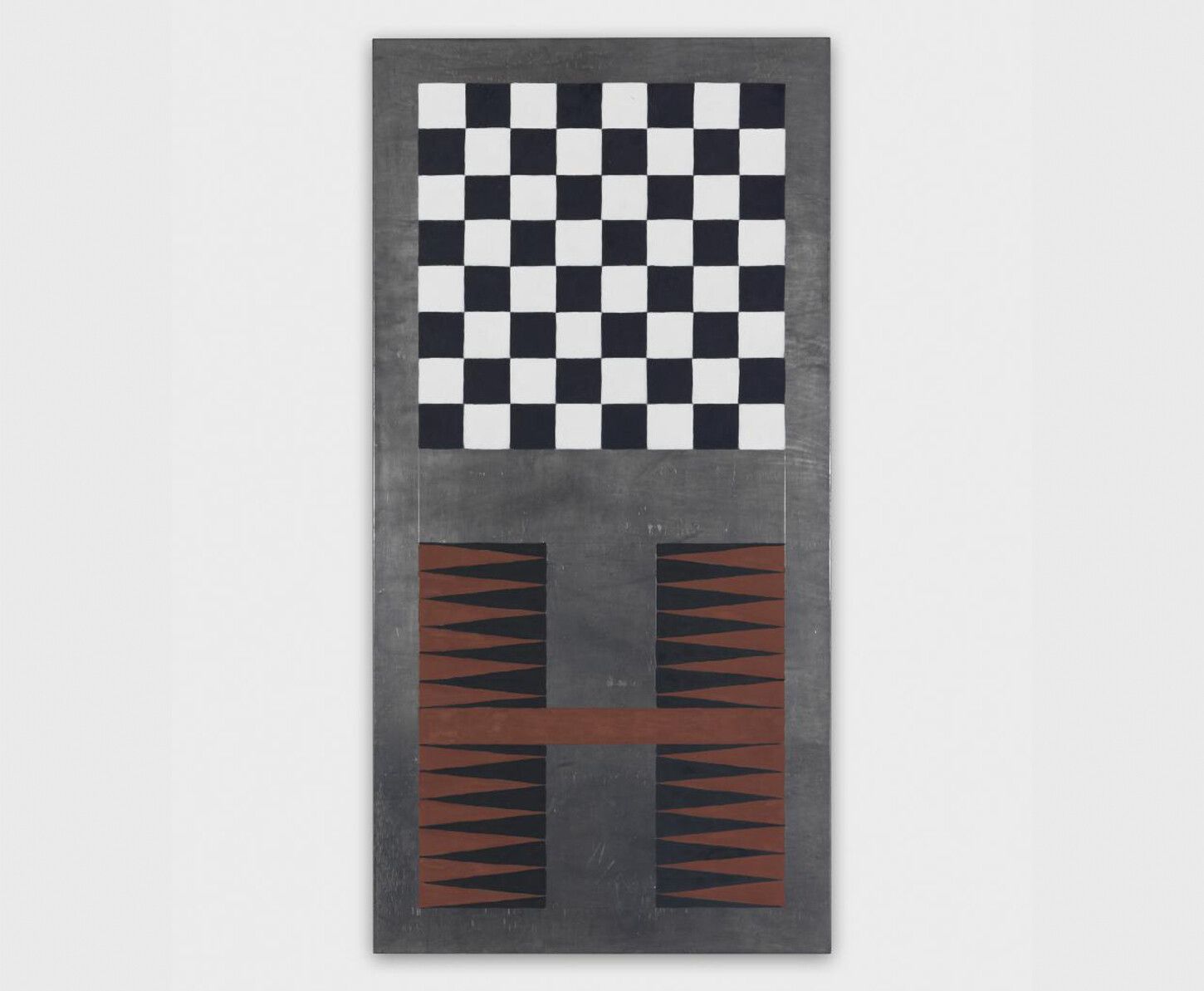 An artwork by Sherrie Levine, called Untitled (Lead Checks/ Lead Chevron: 8), 1988. Collection of Musée d'art moderne et contemporain, Geneva