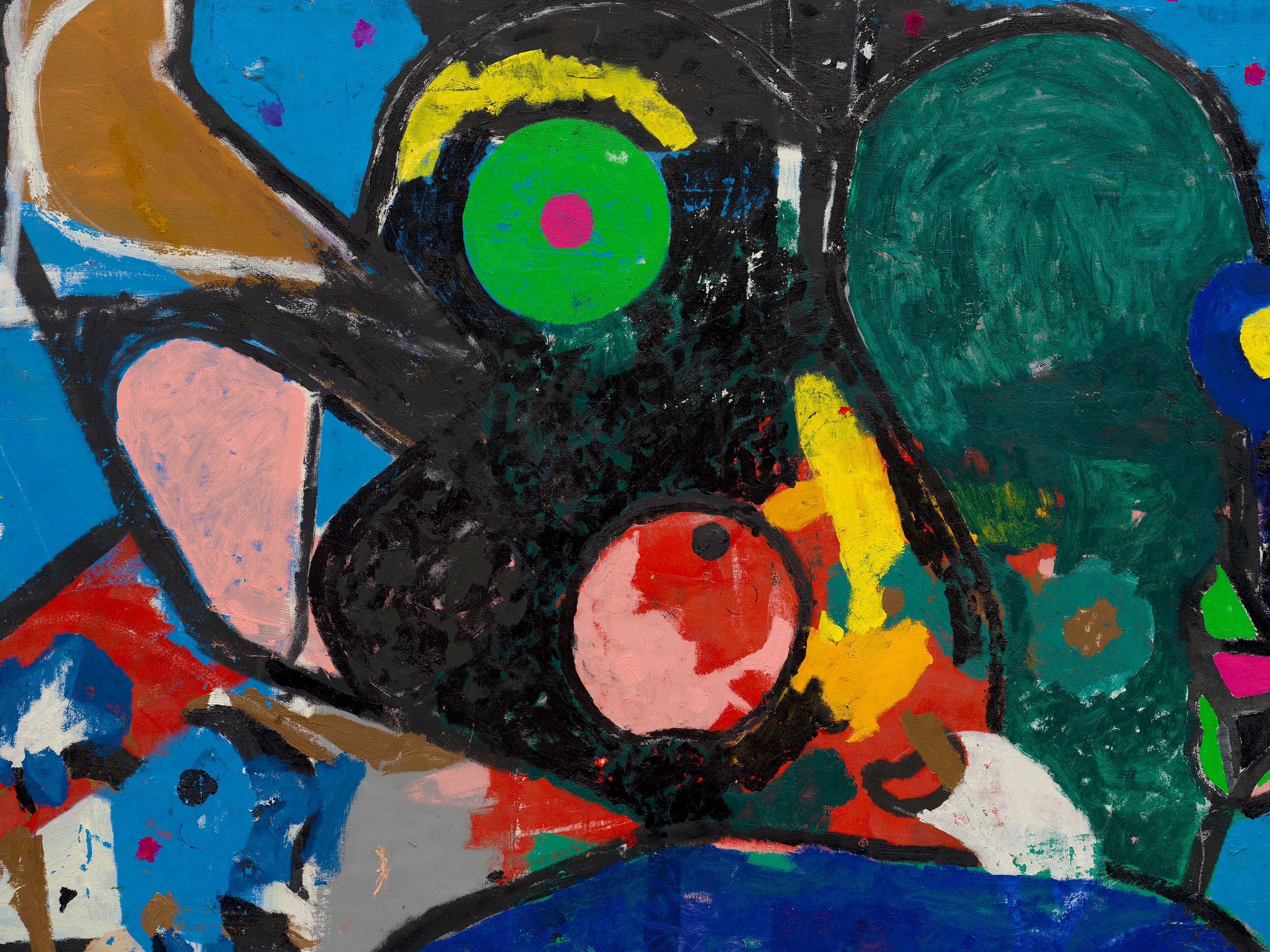 A detail from a painting by Joe Bradley, titled Parade, dated 2025.