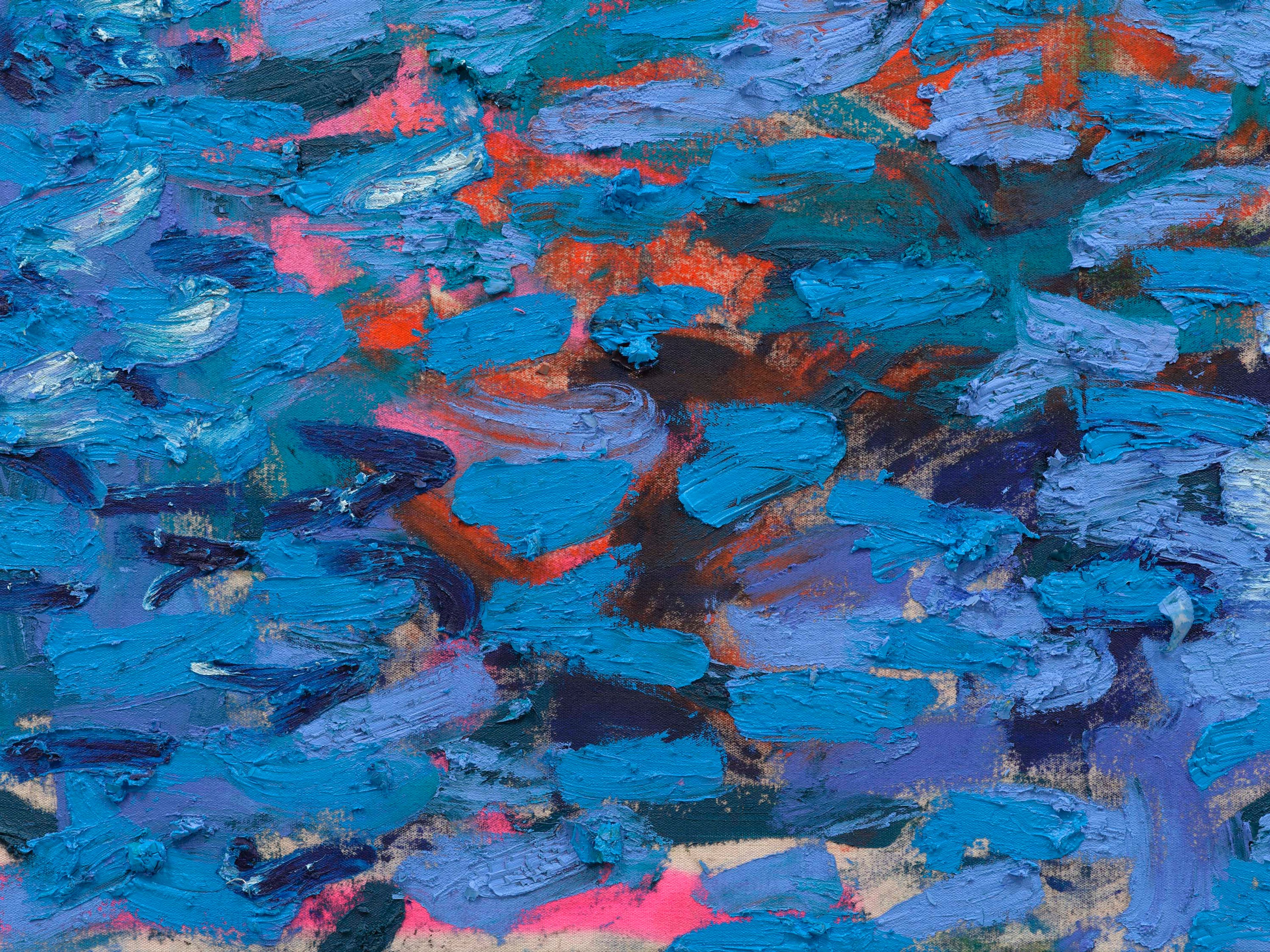 A detail from a 3-part painting by Oscar Murillo, titled surge (social cataracts), dated 2025.