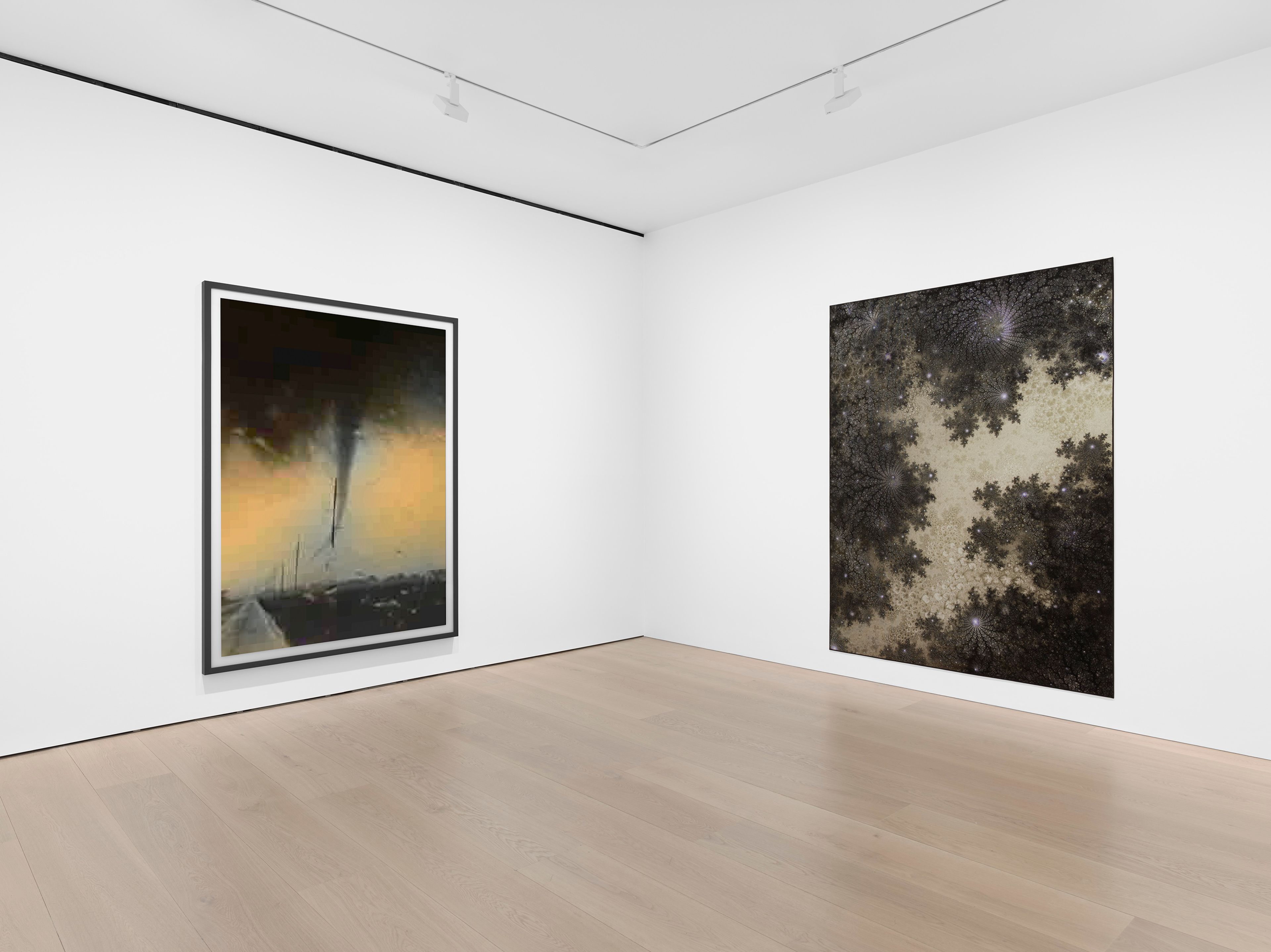 Installation view of the exhibition, Thomas Ruff: expériences lumineuses, at David Zwirner in London, dated 2025.