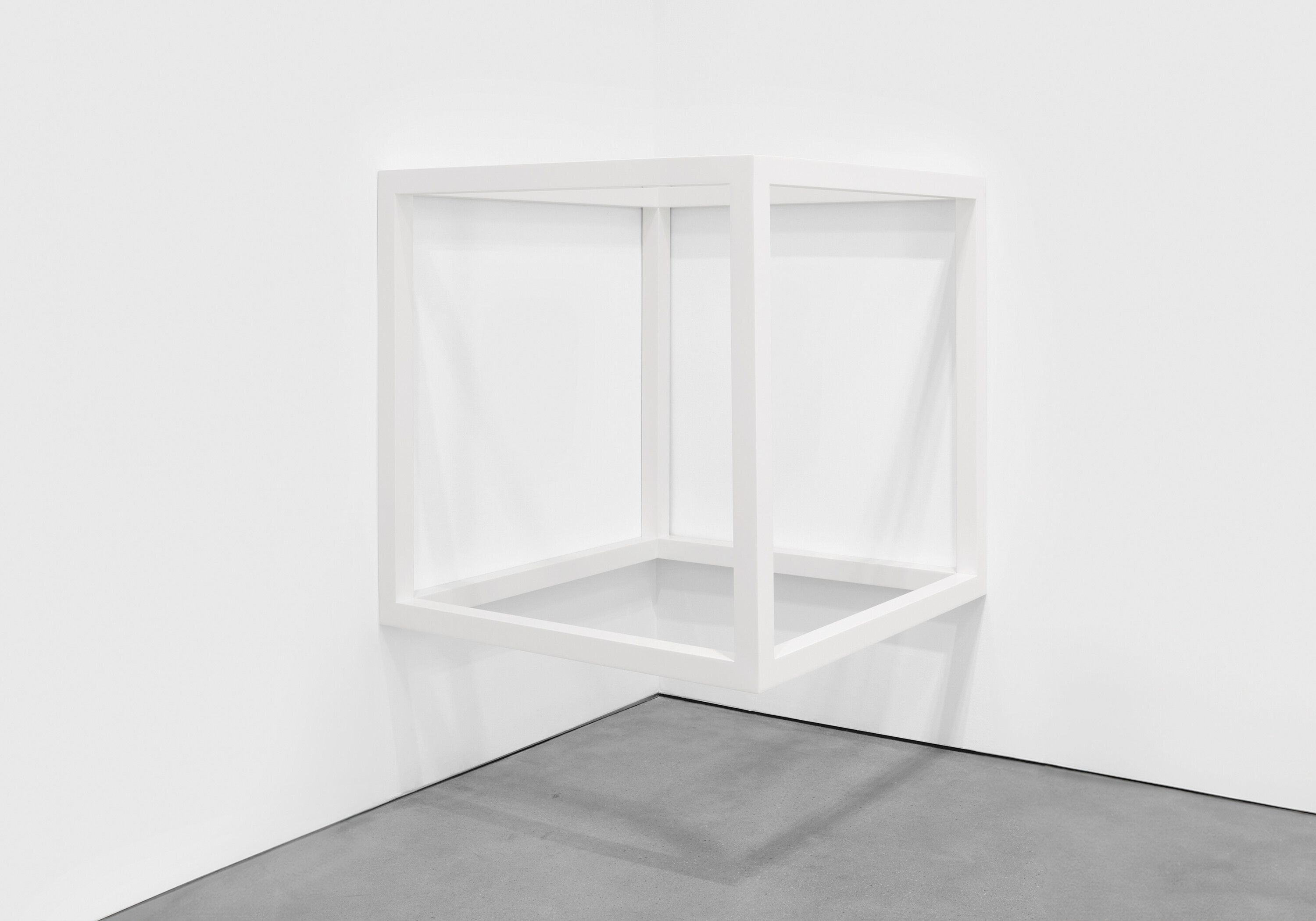 A sculpture by Sol LeWitt, titled Wall/Floor Piece ("Three Squares"), dated 1966.