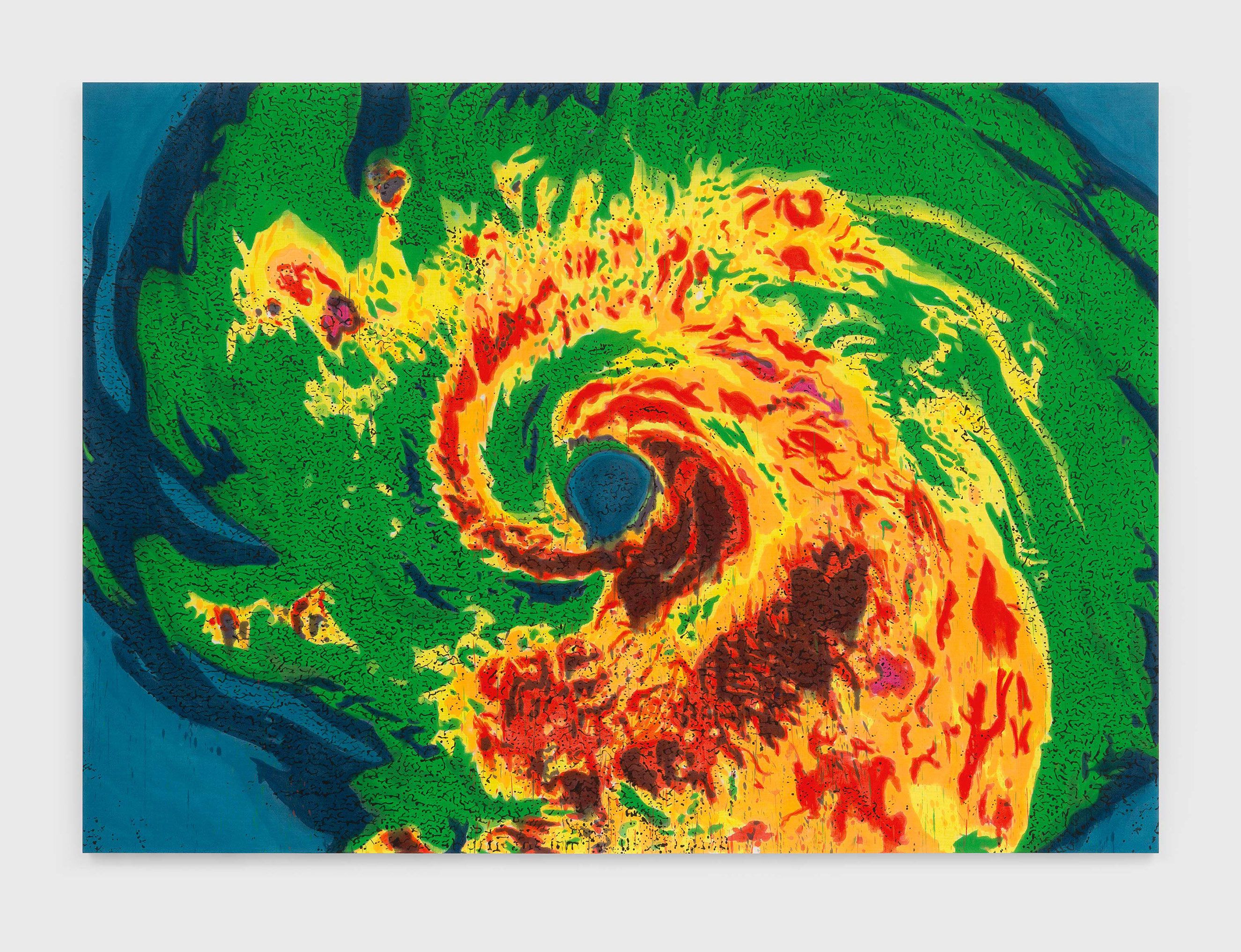 An oil and alkyd on linen artwork by Nate Lowman, titled Irma, dated 2021.
