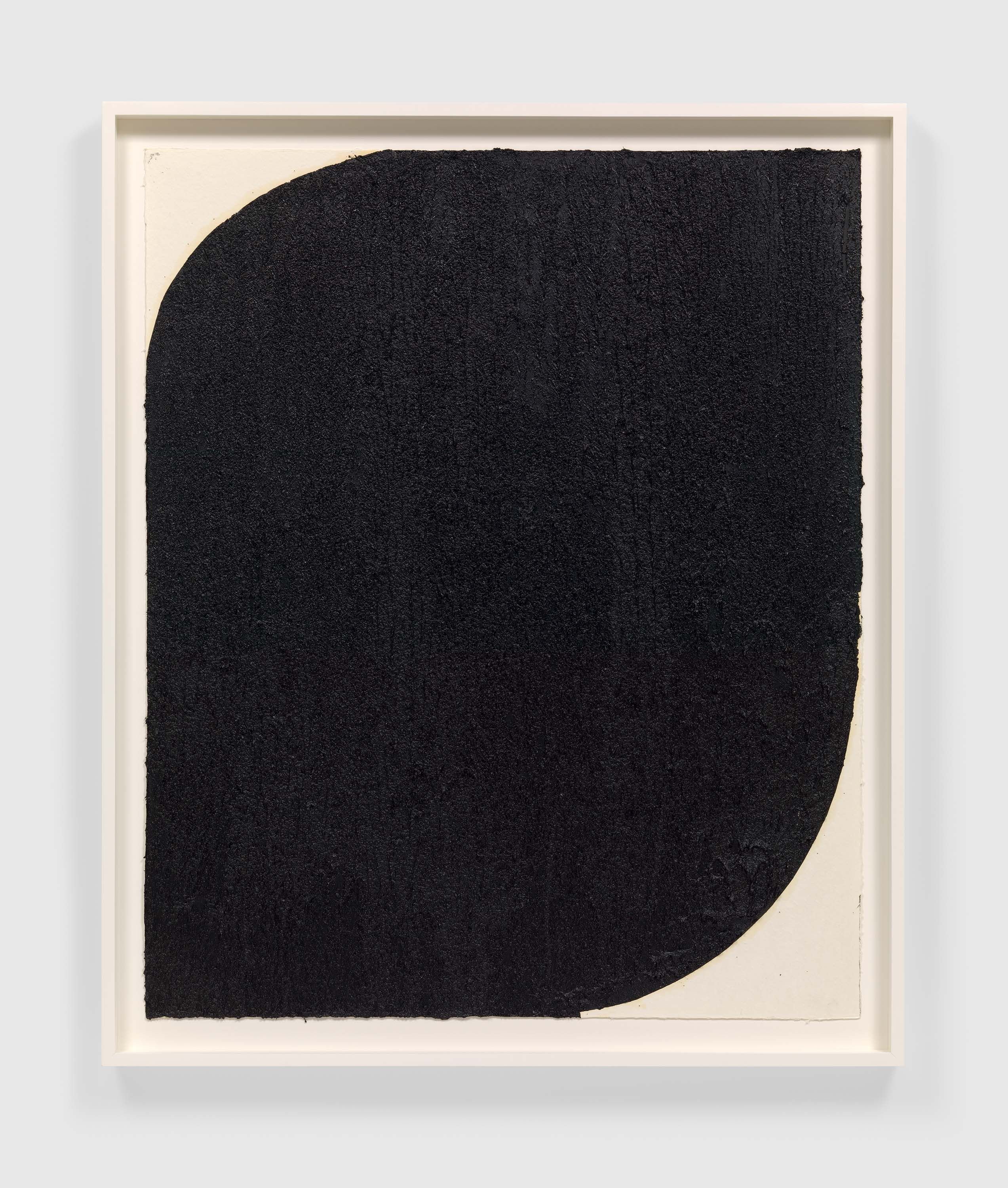 A paintstick, etching ink, and silica on handmade paper by Richard Serra, titled Thank your Lucky Stars, dated 2020.