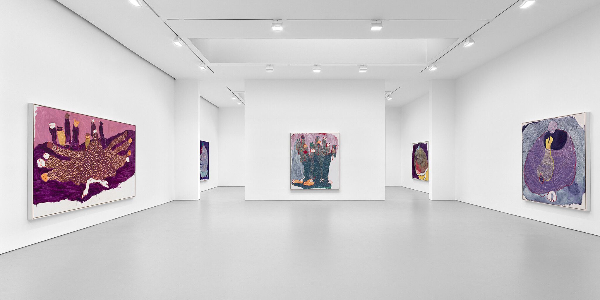 An installation view of an exhibition titled Portia Zvavahera Ndakaoneswa murima at David Zwirner, New York, in 2021.