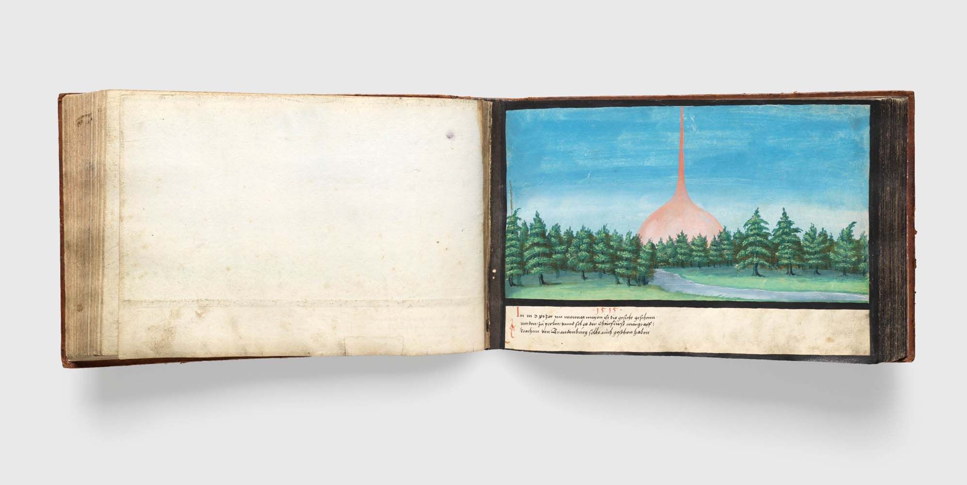 A page from the Wunderzeichenbuch (Book of 167 watercolors), by an anonymous artist, dated c. 1552.