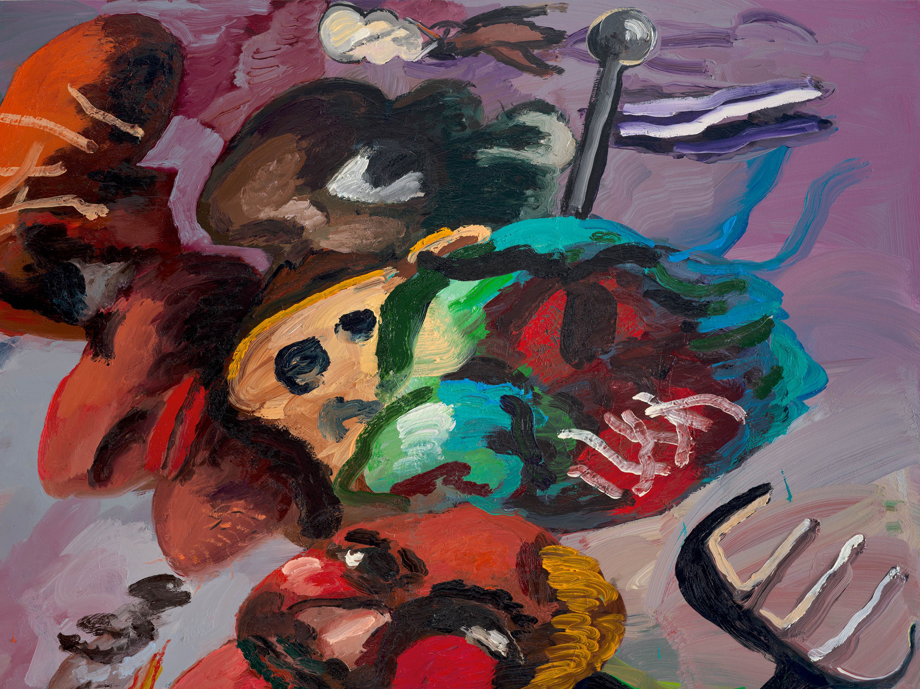 A detail from a painting Dana Schutz, titled ﻿The Island, dated 2023.