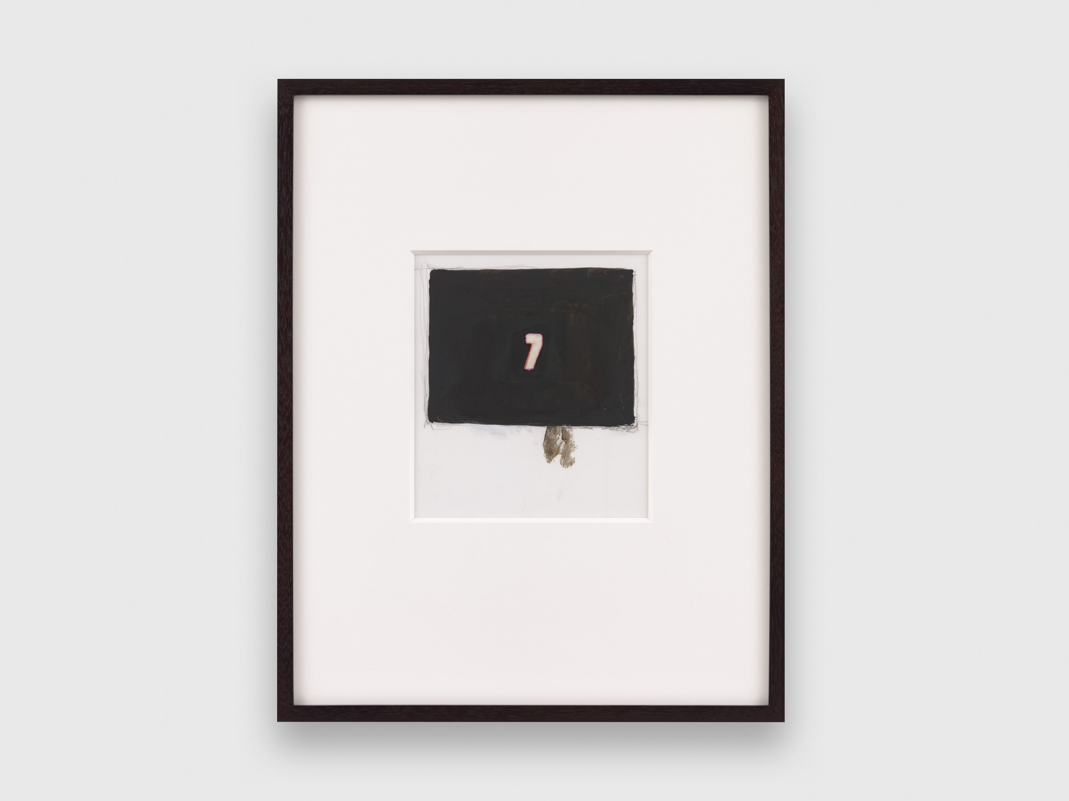 An acrylic ink drawing on polyester tracing paper by Luc Tuymans, titled Small Numbers (7), dated 2020.