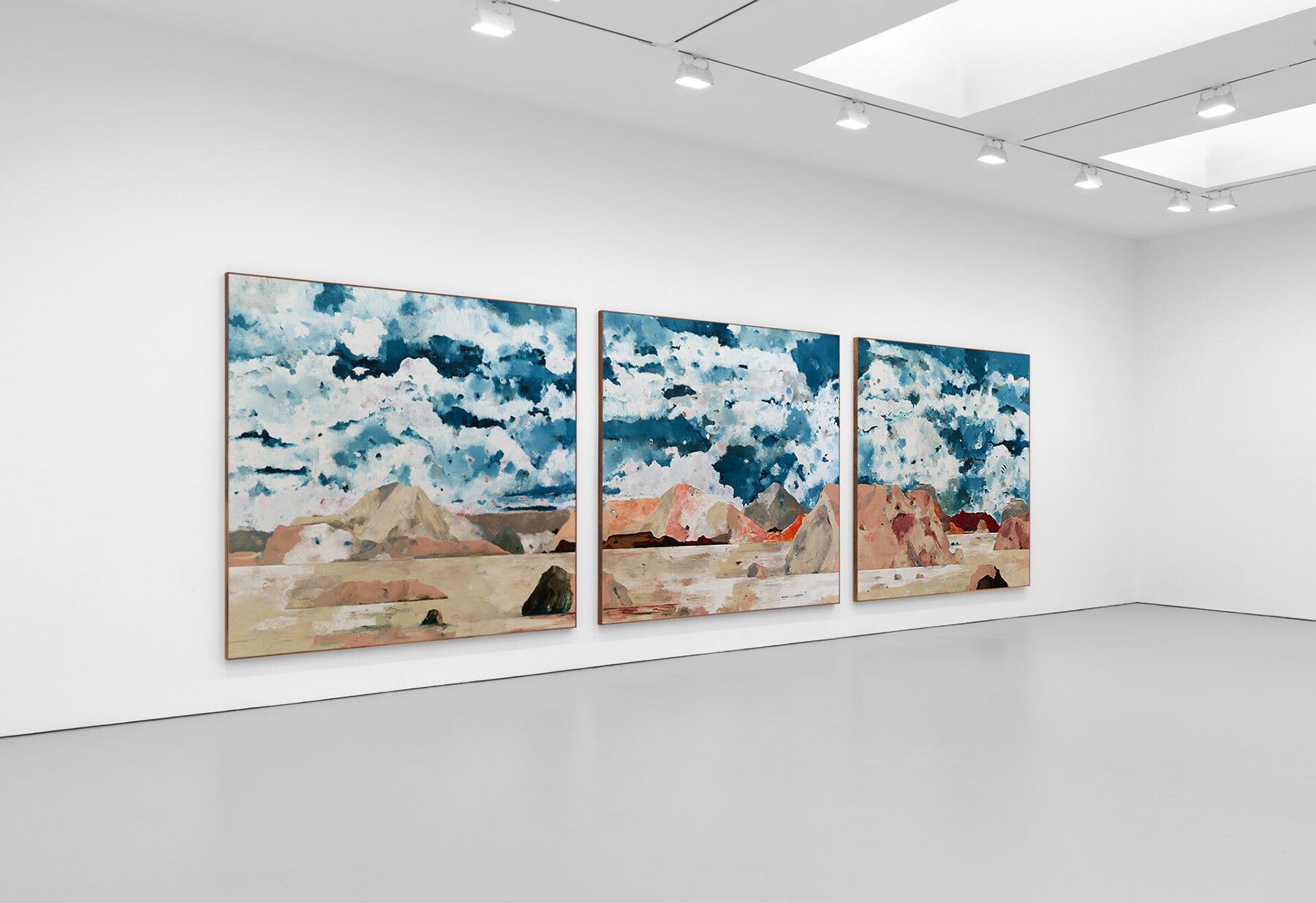 An installation view of a painting by Harold Ancart, titled The Mountain, dated 2020.