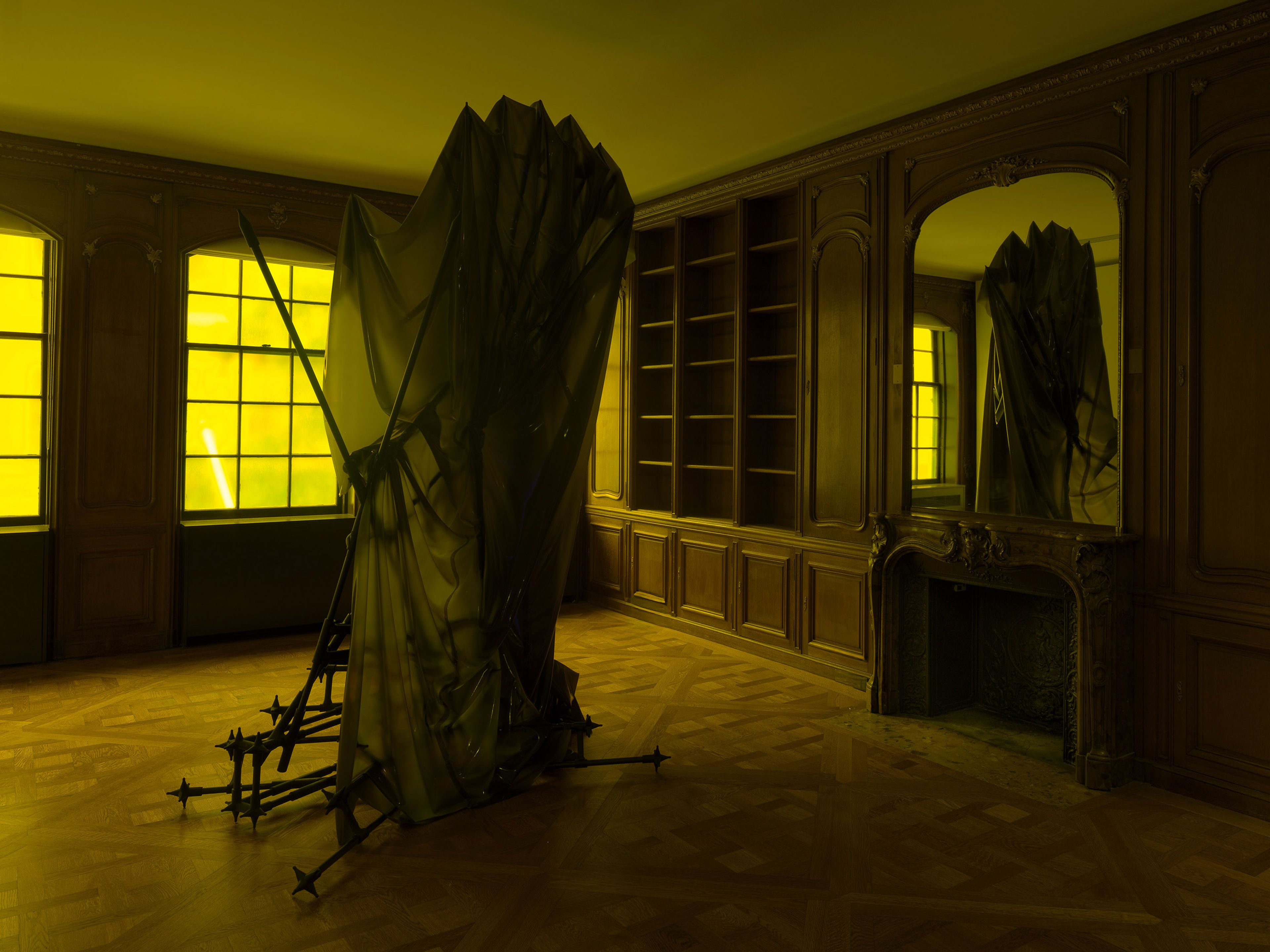 An installation view of the exhibition, P. Staff: Possessive, at David Zwirner in New York, dated 2025.