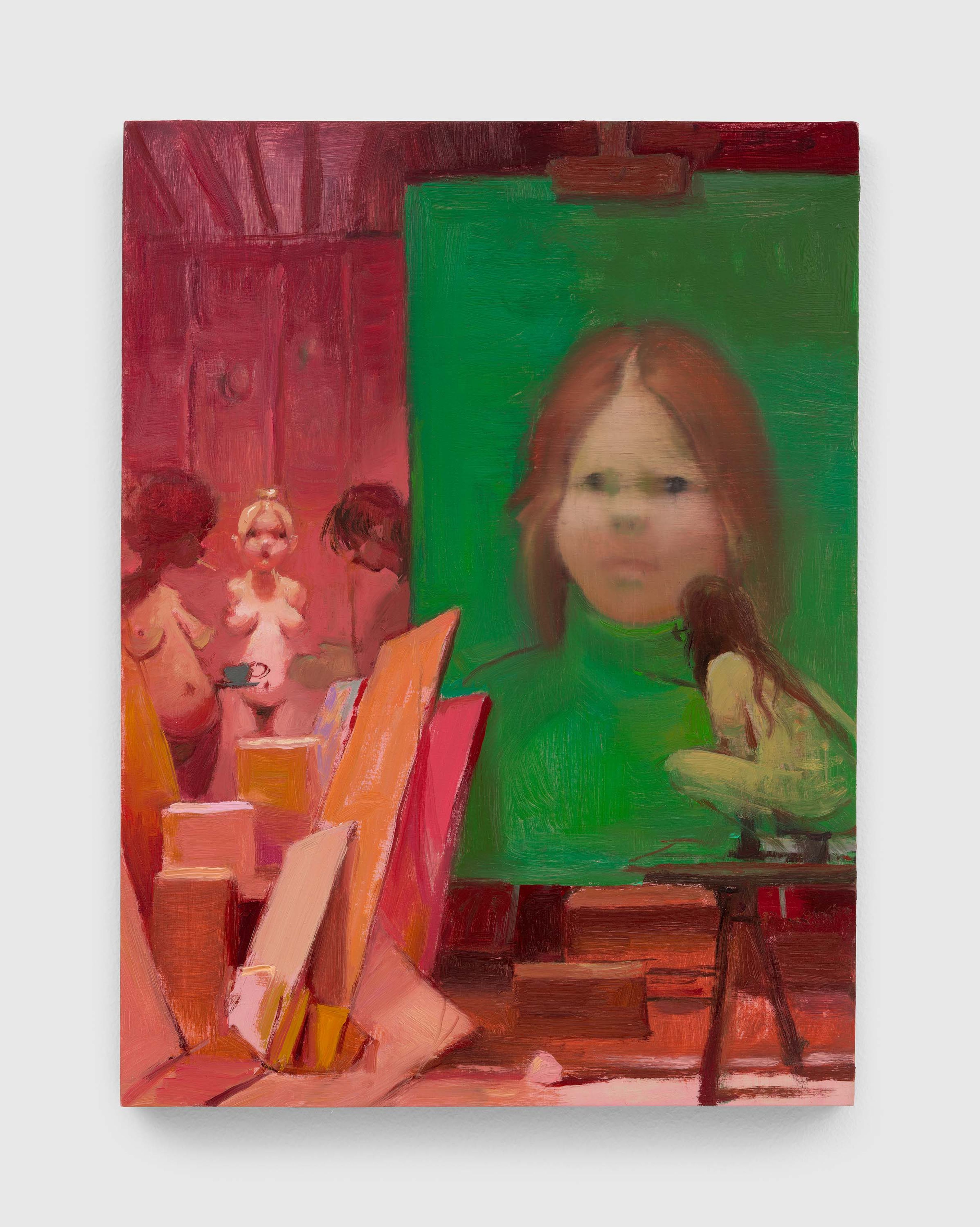 A painting by Lisa Yuskavage, titled Little Studio, dated 2024.