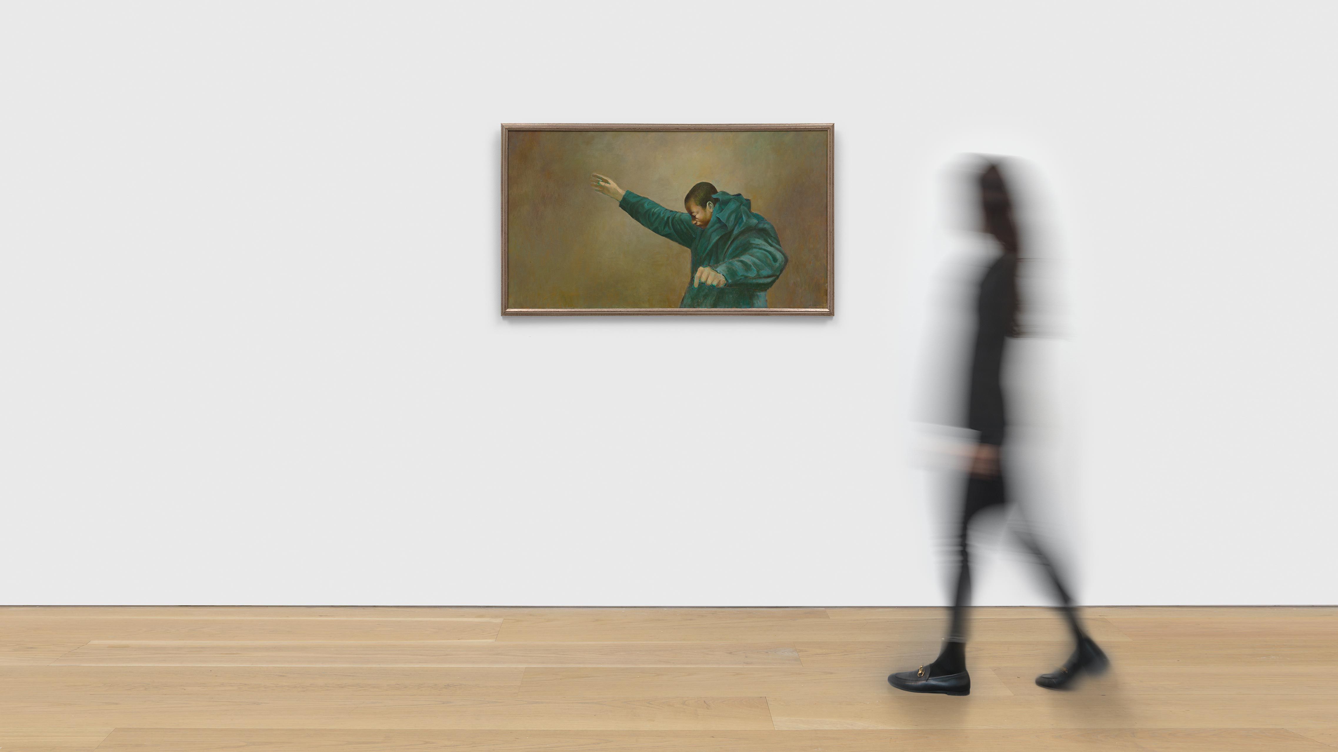 An installation view with a scale model of a painting by Charles White, called Untitled, dated c. 1966-1967.
