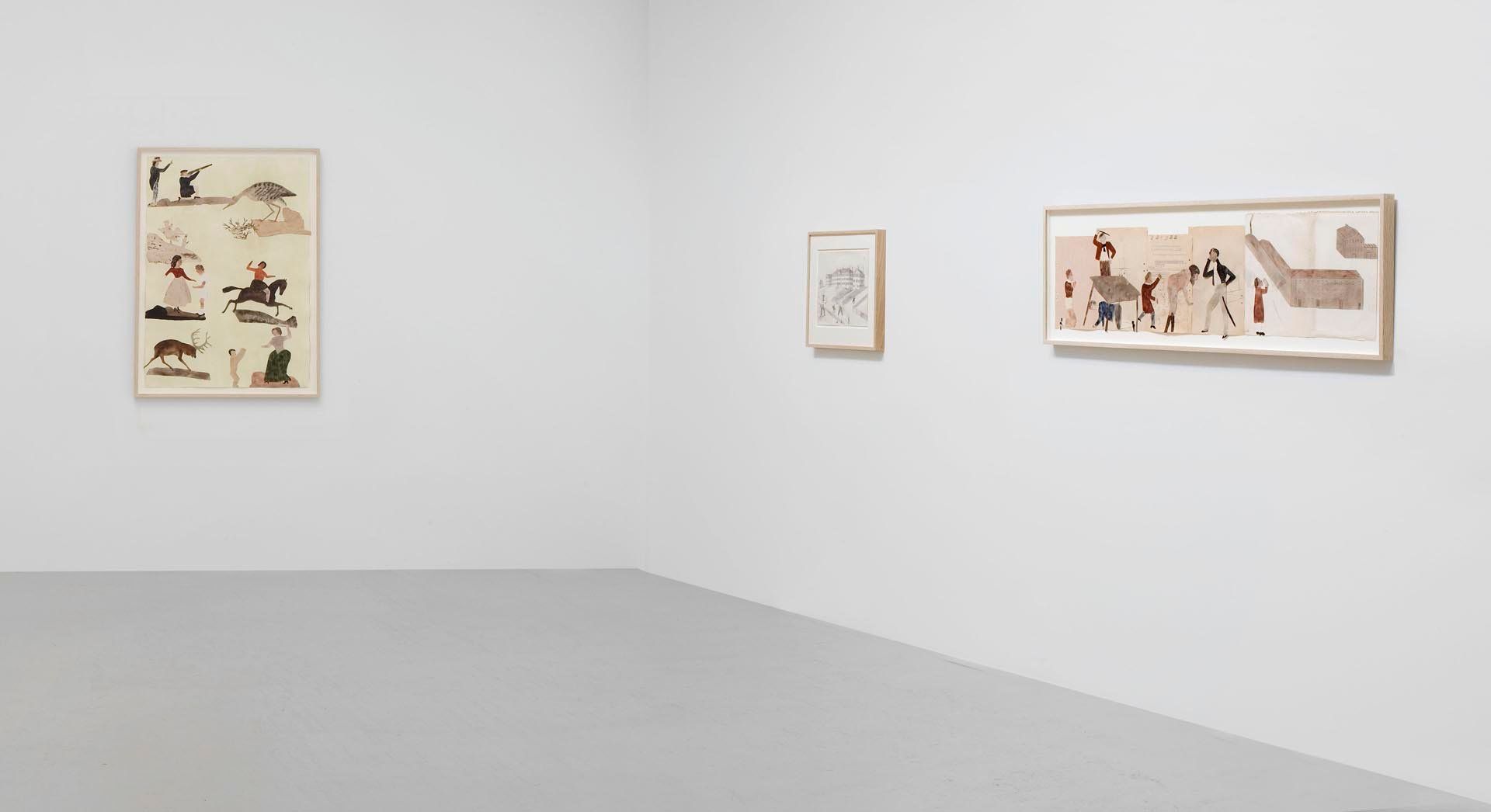Installation view of the exhibition Jockum Nordstrom: Who is sleeping on my pillow, at David Zwirner in New York, dated 2010.