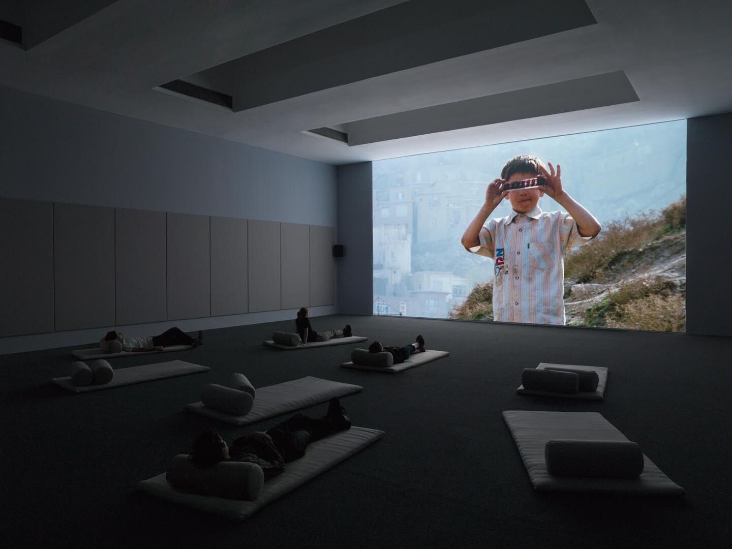 Installation view of the exhibition Francis Alys: REEL-UNREEL, at David Zwirner in New York, dated 2013.