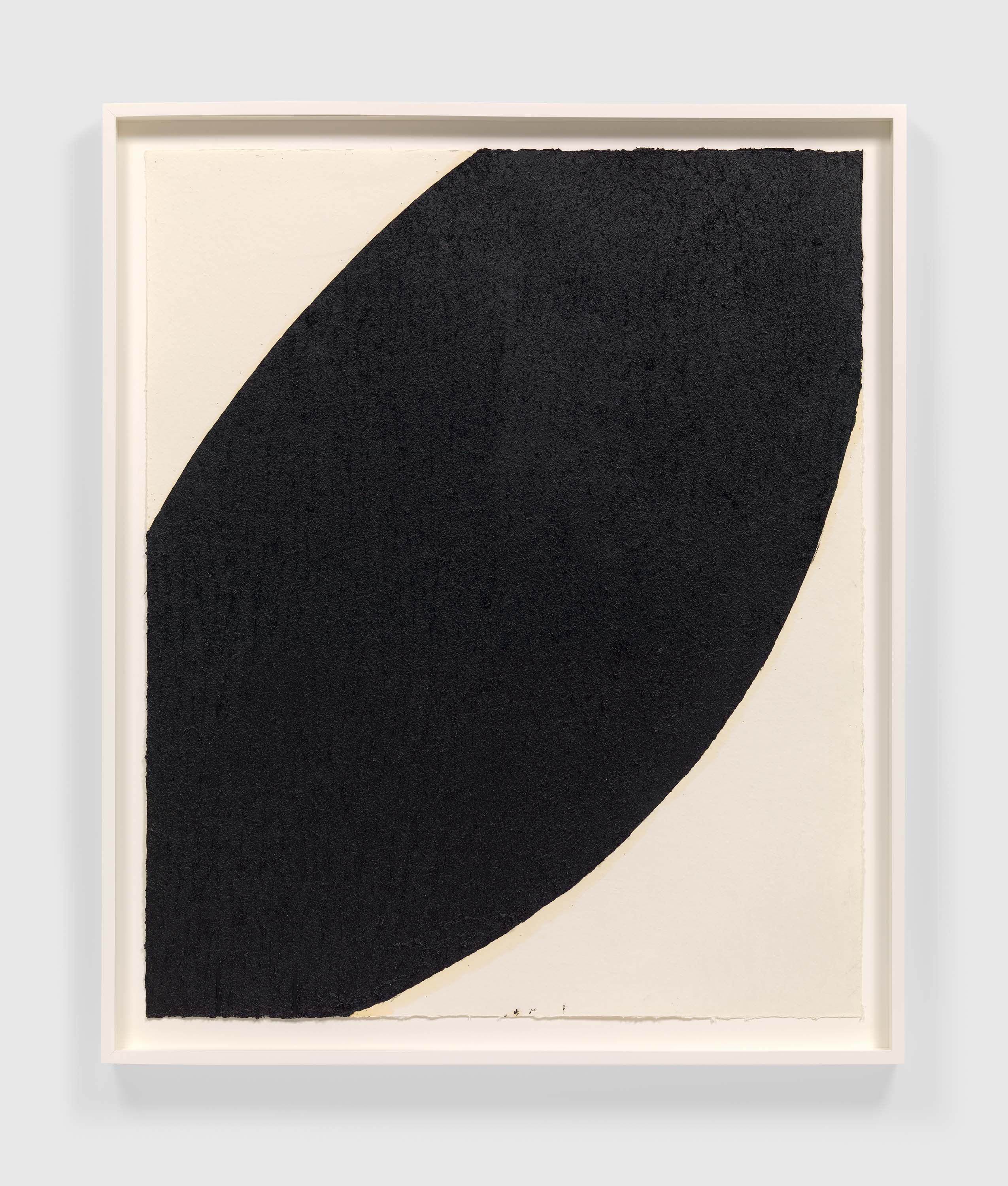 A paintstick, etching ink, and silica on handmade paper by Richard Serra, titled Key Largo, dated 2020.
