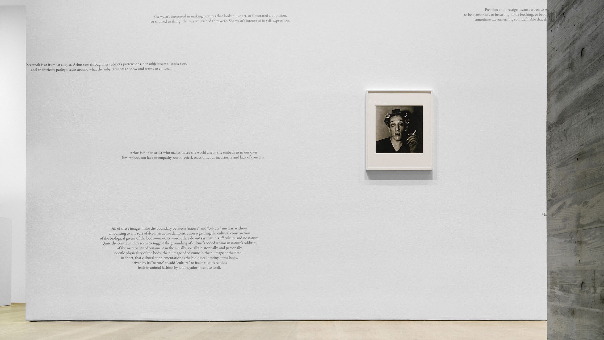 An installation view of the exhibition titled .cataclysm. The 1972 Diane Arbus Retrospective Revisited at David Zwirner New York, dated 2022