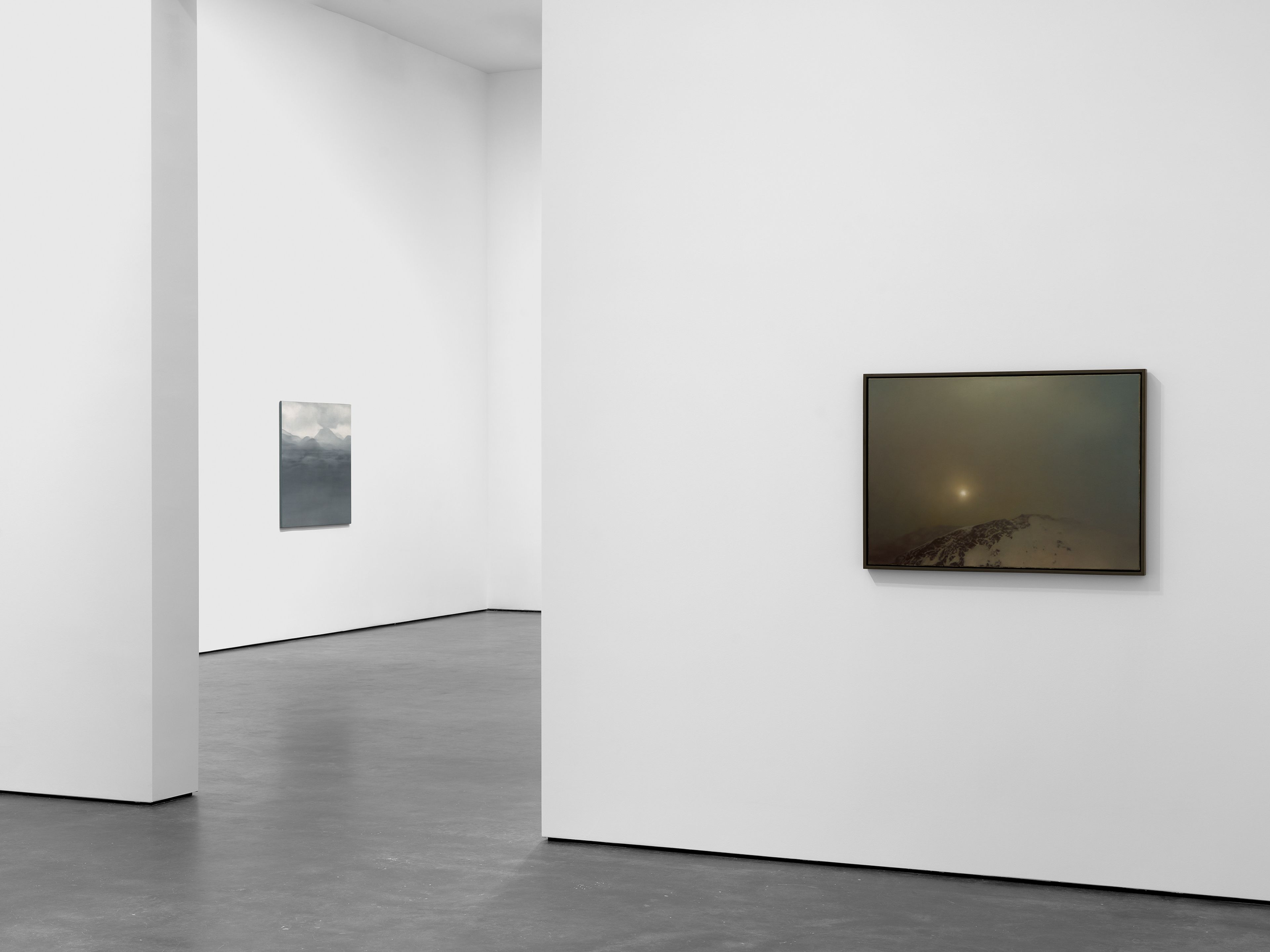 An installation view of the exhibition, Gerhard Richter: Landschaften, at David Zwirner in New York, dated 2026.