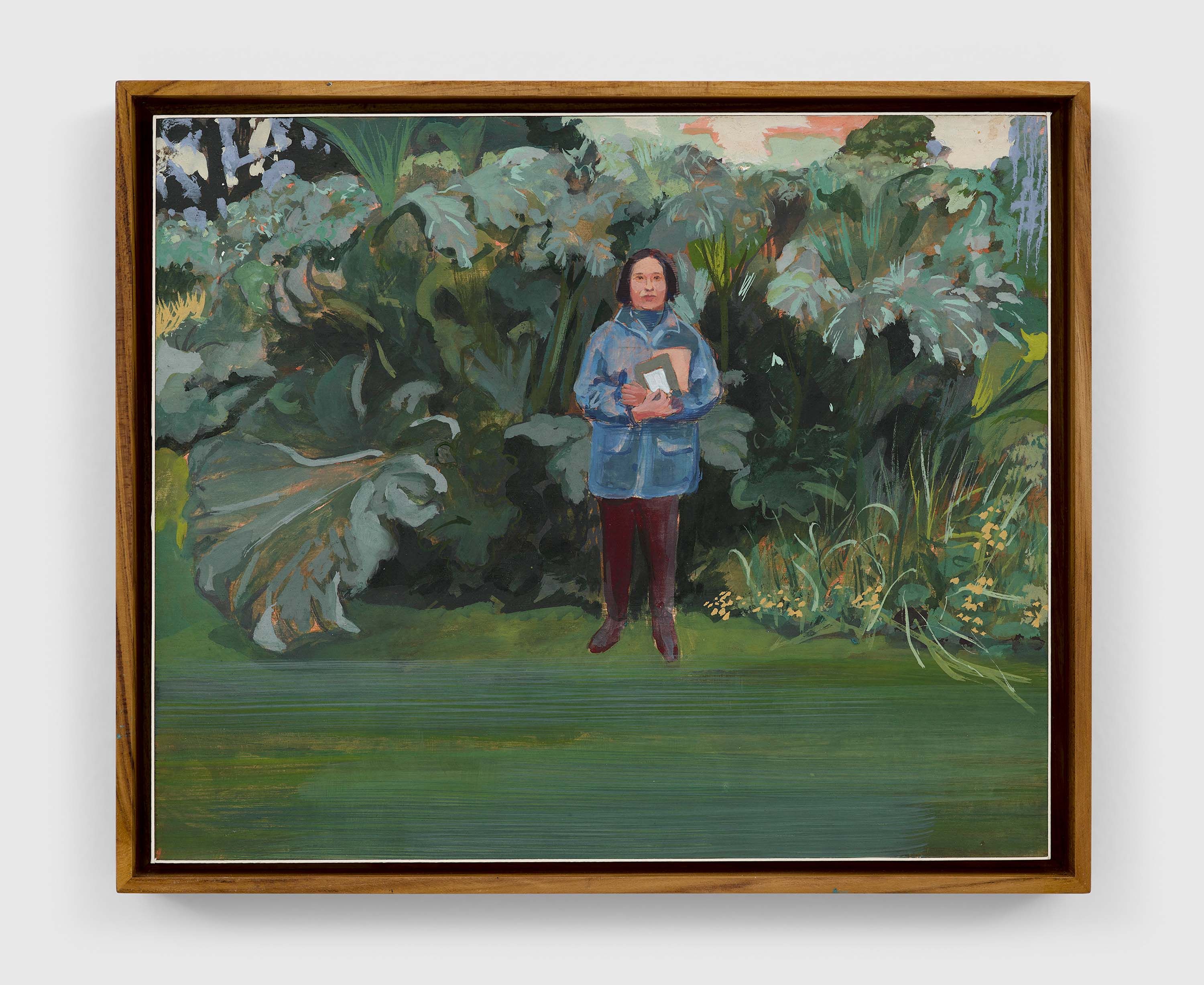 A casein on board painting by Mahesh Baliga, titled Tree lover, dated 2021.
