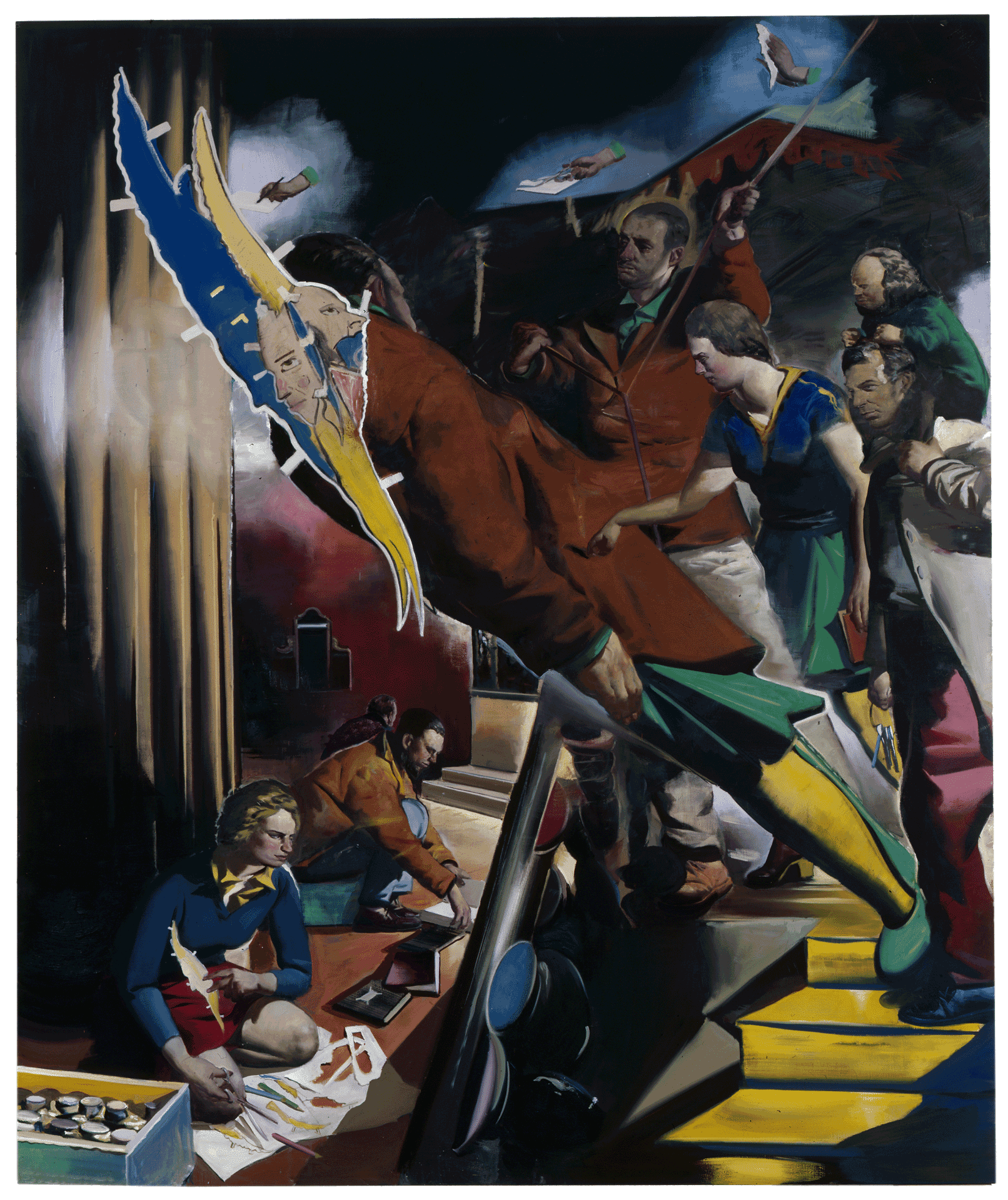 A painting by Neo Rauch, titled Entfaltung, dated 2008.