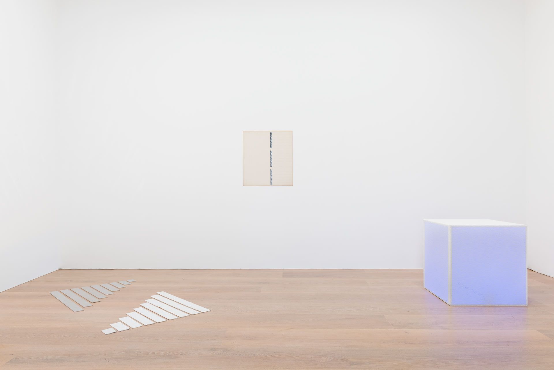 An installation view featuring works by Guy Mees, dated 2017