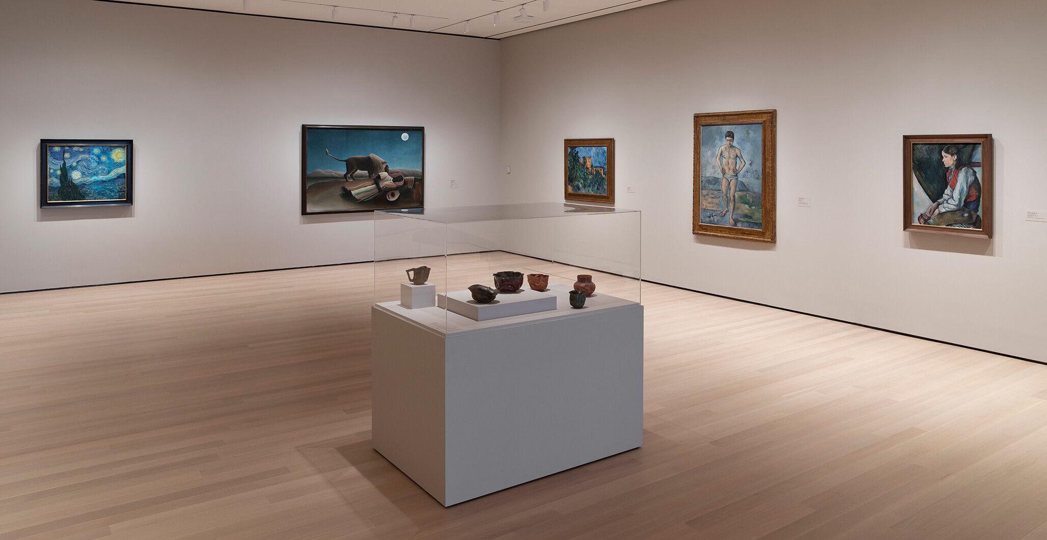 An installation view of an exhibition section titled 19th-Century Innovators in the exhibition Collection 1880s-1940s at the museum of Modern Art, New York, in 2019.