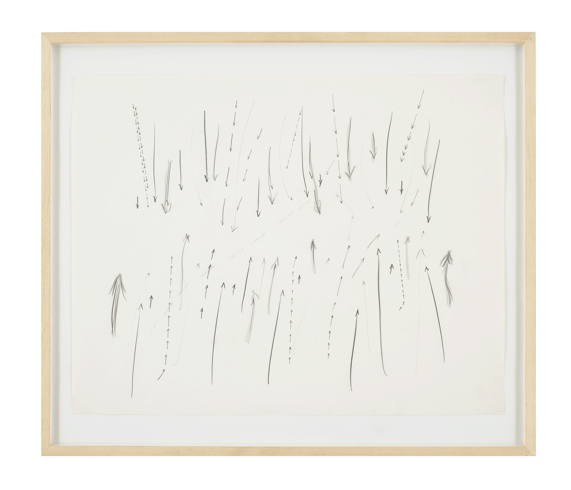 A drawing by Gordon Matta-Clark, titled Arrows, dated 1972 to 1973.