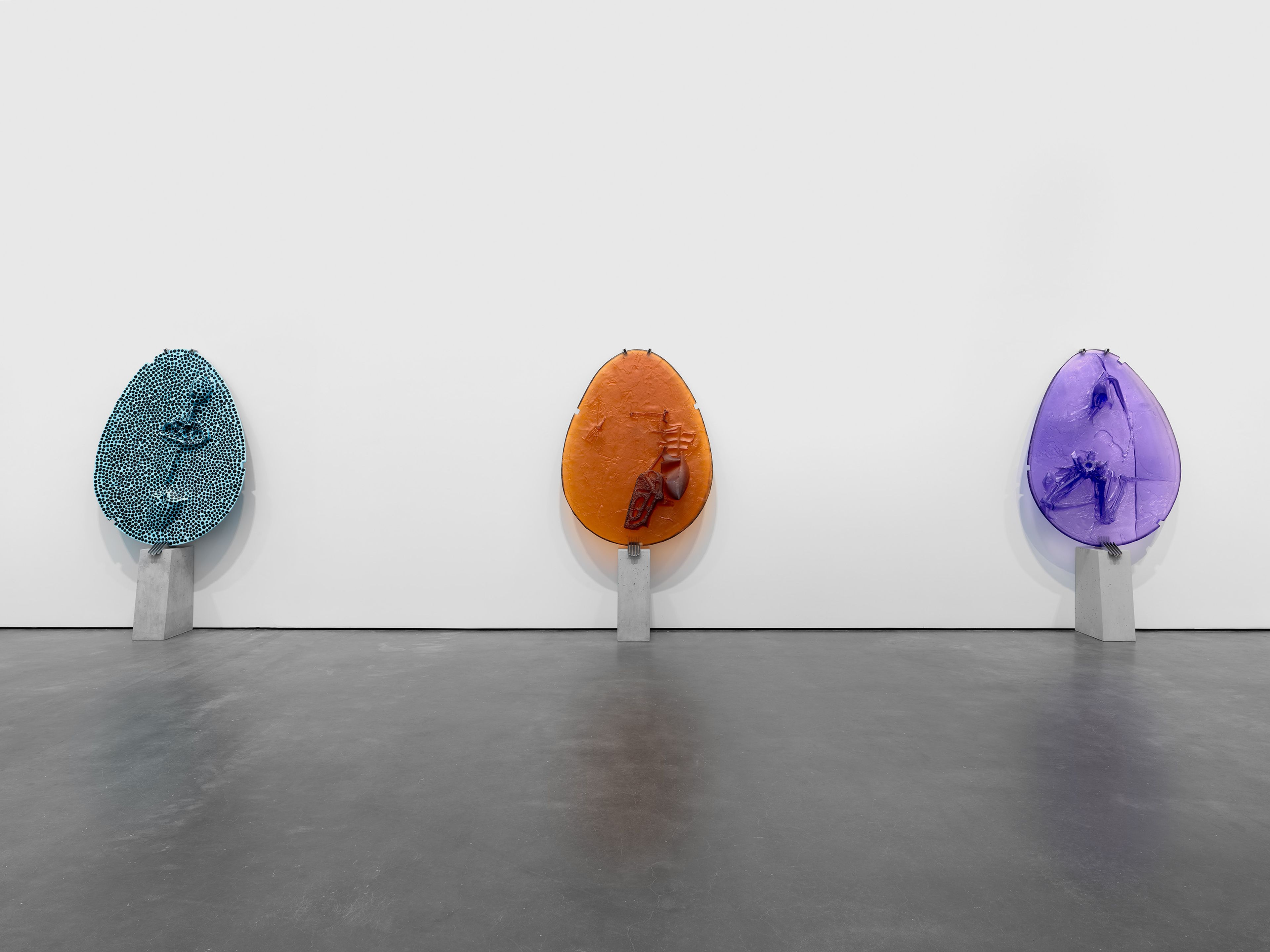 An installation view of the exhibition, Andra Ursuta: Retina Turner, at David Zwirner in New York, dated 2025.
