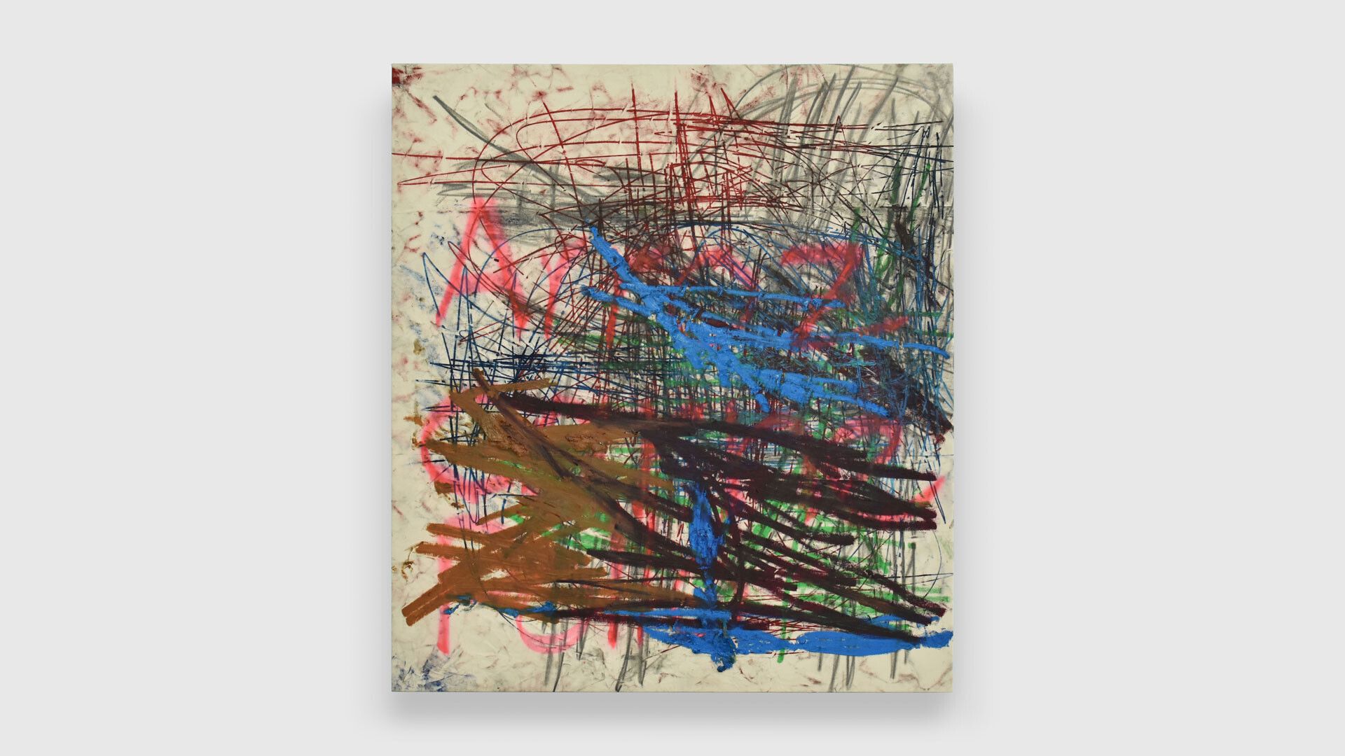 A painting by Oscar Murillo titled (untitled) ethics & aesthetics, dated 2020.