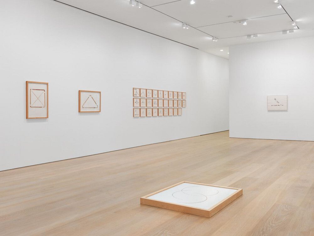 Installation view of the exhibition Gordon Matta-Clark: Energy and Abstraction, at David Zwirner in New York, dated 2015.