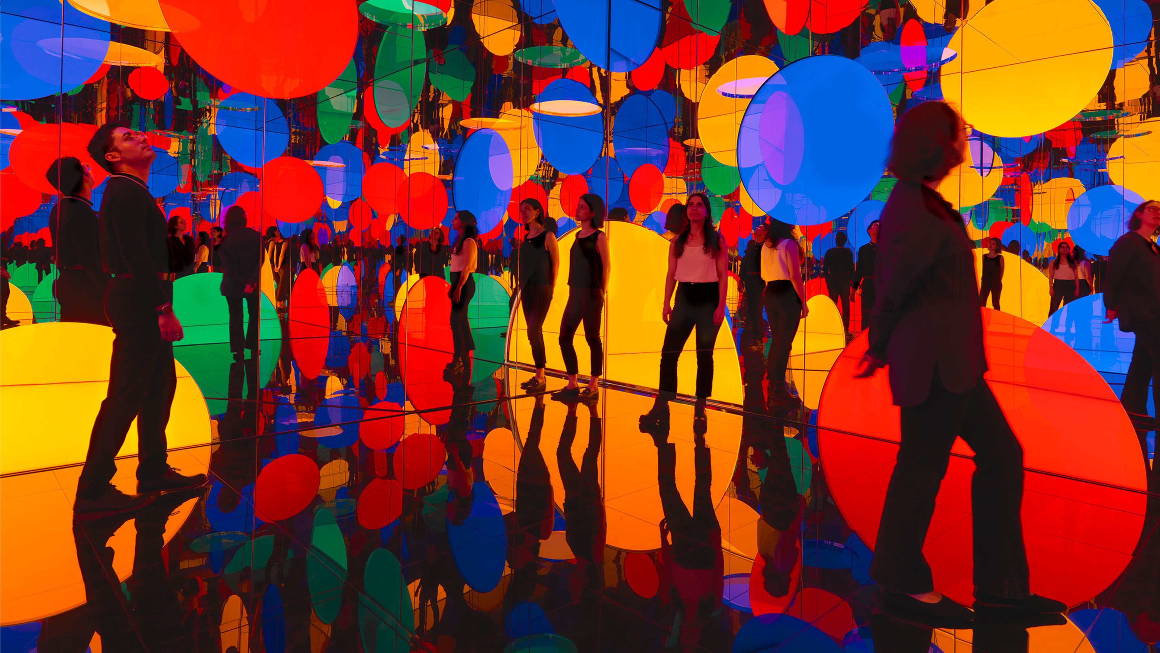 Installation view, Yayoi Kusama, Dreaming of Earth's Sphericity, I Would Offer My Love, 2023, in Yayoi Kusama: I Spend Each Day Embracing Flowers, David Zwirner, New York, 2023