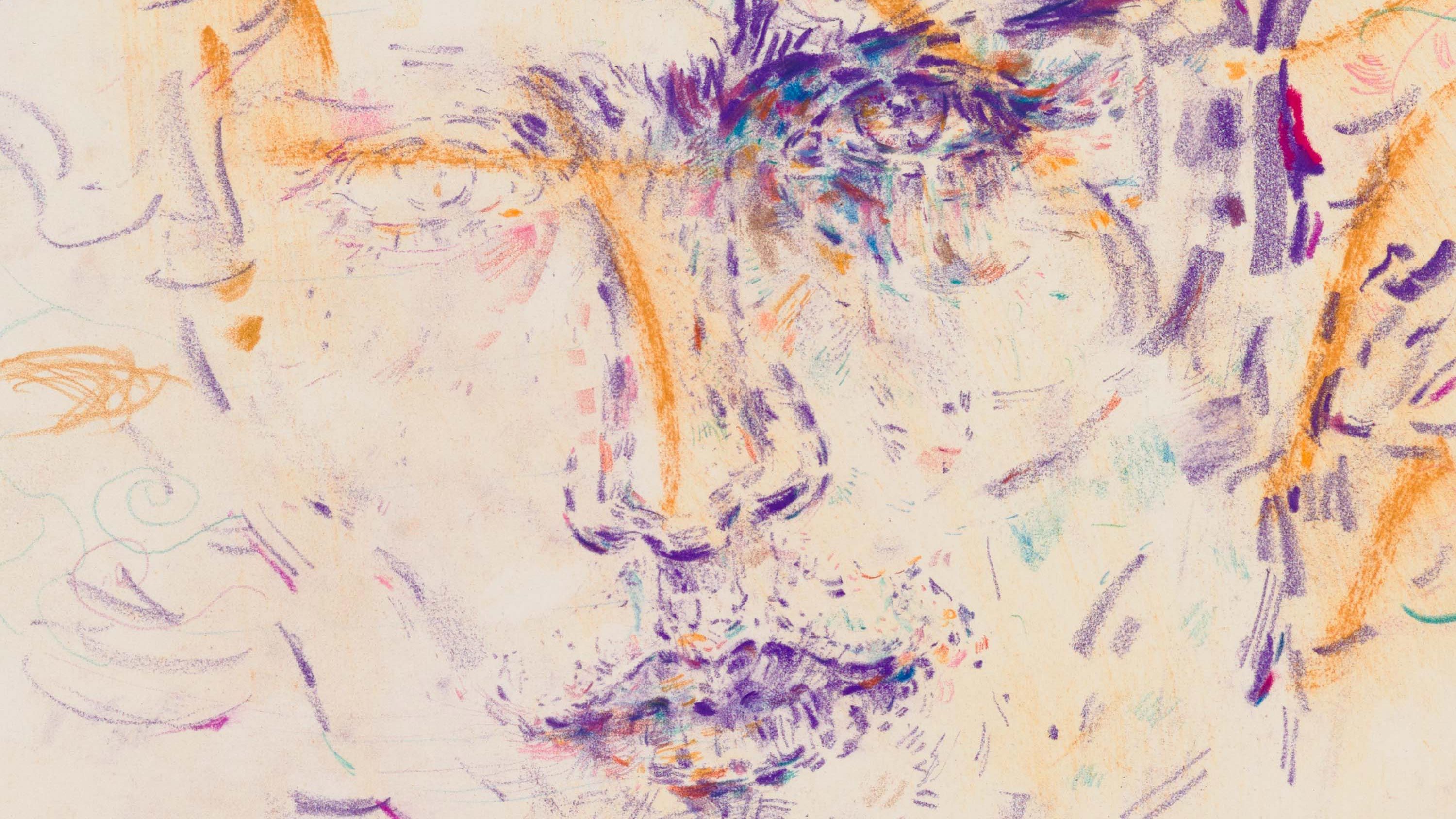 A detail of an artwork by Elizabeth Peyton, titled TC (Timothée), dated 2023