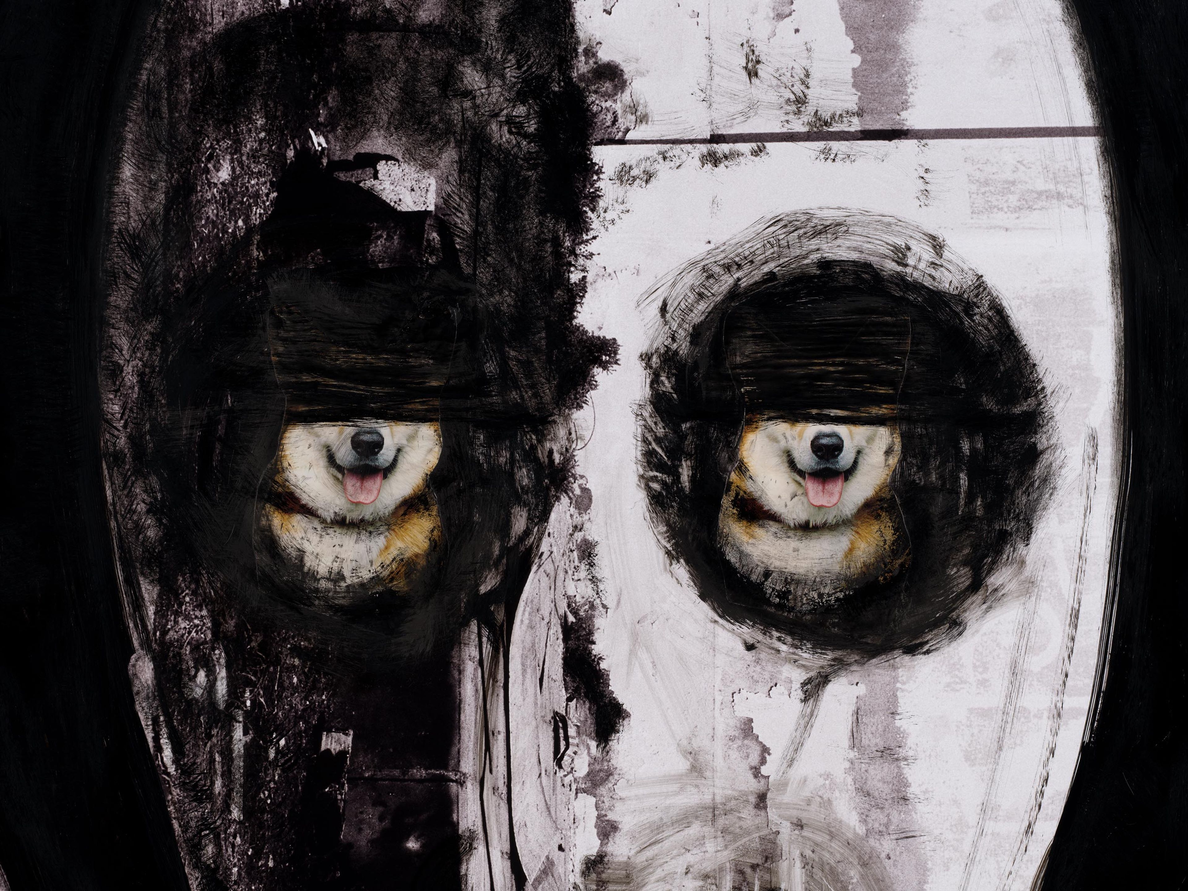 A detail from an untitled work on paper by Huma Bhabha, dated 2025.