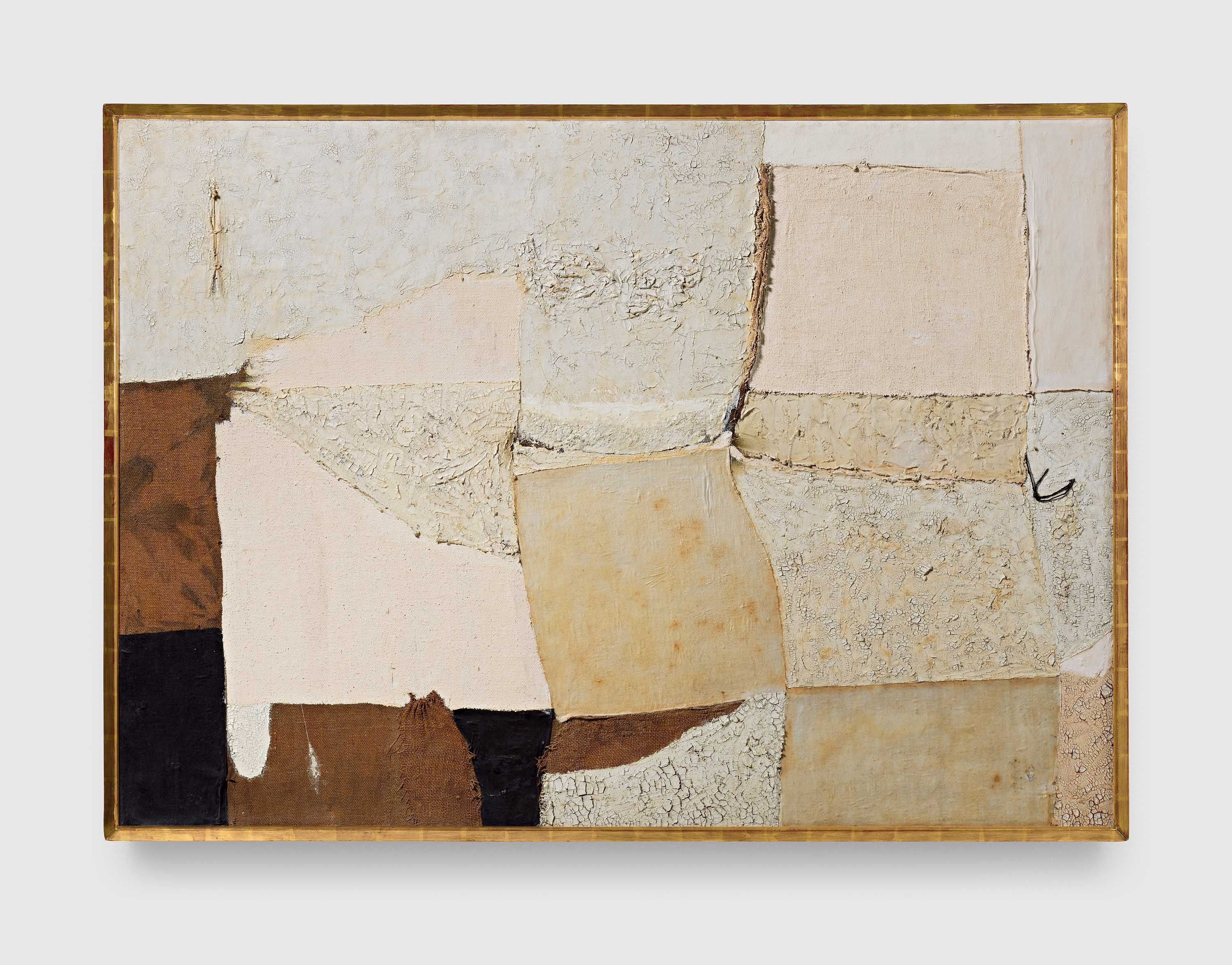 A painting by Alberto Burri, titled Bianco 1955, dated 1955.