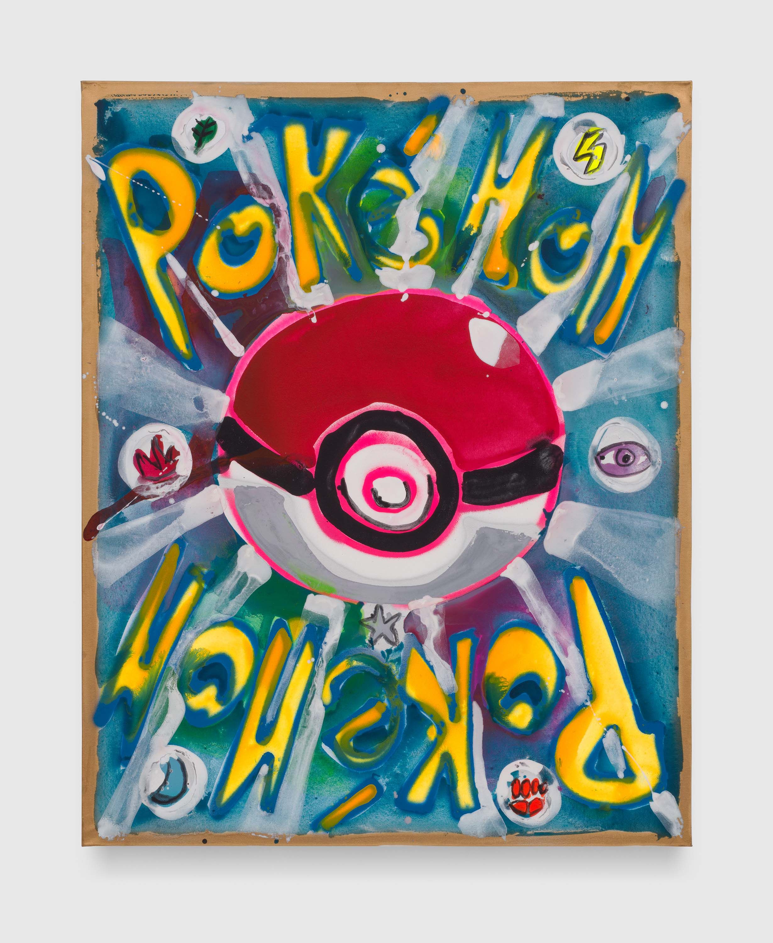 A painting by Katherine Bernhardt, titled Japanese Pokémon Back, dated 2022.