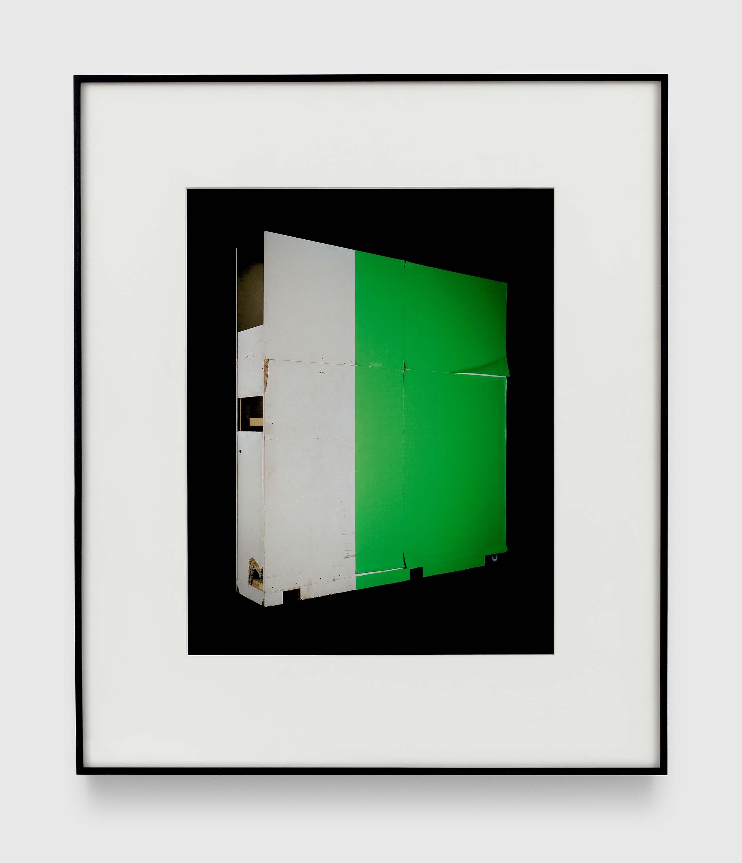 A photograph by Christopher Williams, titled Wall from the exhibition Mathias Poledna/Christopher Williams, 7 February – 26 April 2009, Bonner Kunstverein, Bonn Exhibited in The Production Line of Happiness, 29 April – 21 June, 2015, Whitechapel Gallery, London Mobile wall system designed and constructed by Bonner Kunstverein, Bonn plywood, metal, wood, and ink on PVC-free wallpaper 350 × 350 × 57 cm Courtesy Bonner Kunstverein, Bonn Wallpaper printed and installed by Omni Colour, London Studio Rhein Verlag, Düsseldorf August 20, dated 2016.