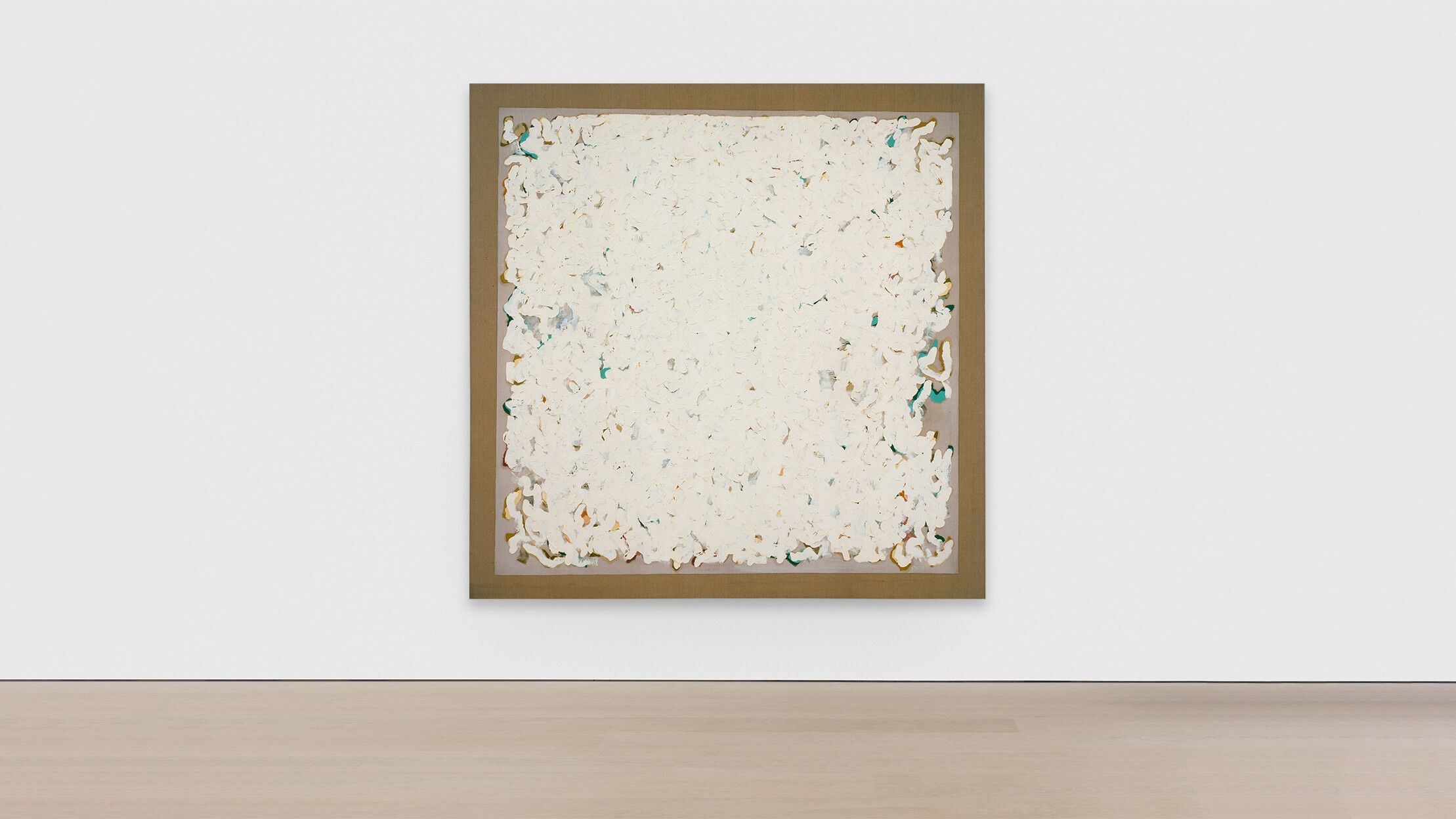 A painting by Robert Ryman, titled Love Lines, dated 1962.