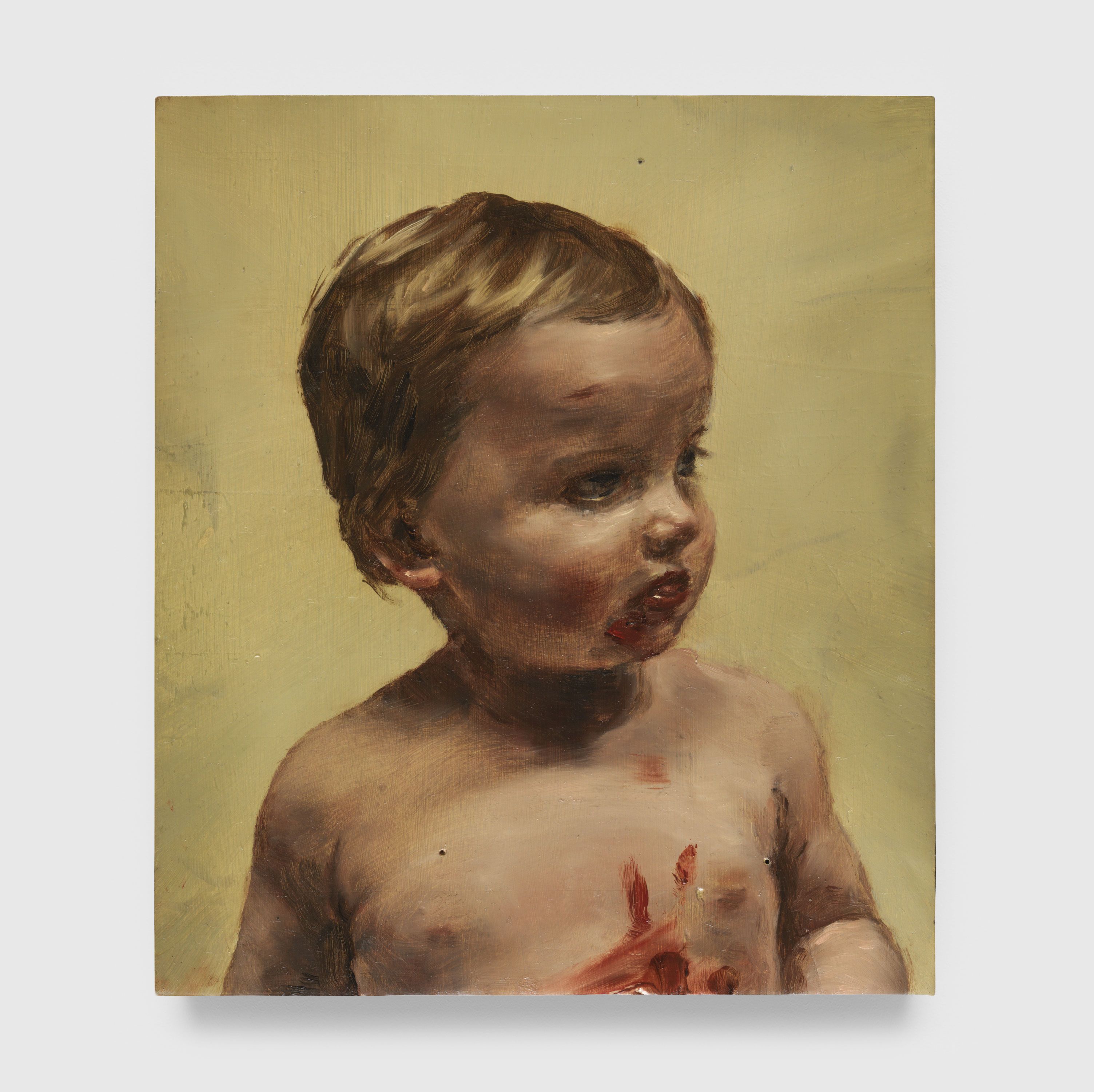 An oil on panel painting by Michael Borremans, titled Fire from the Sun, dated 2017.