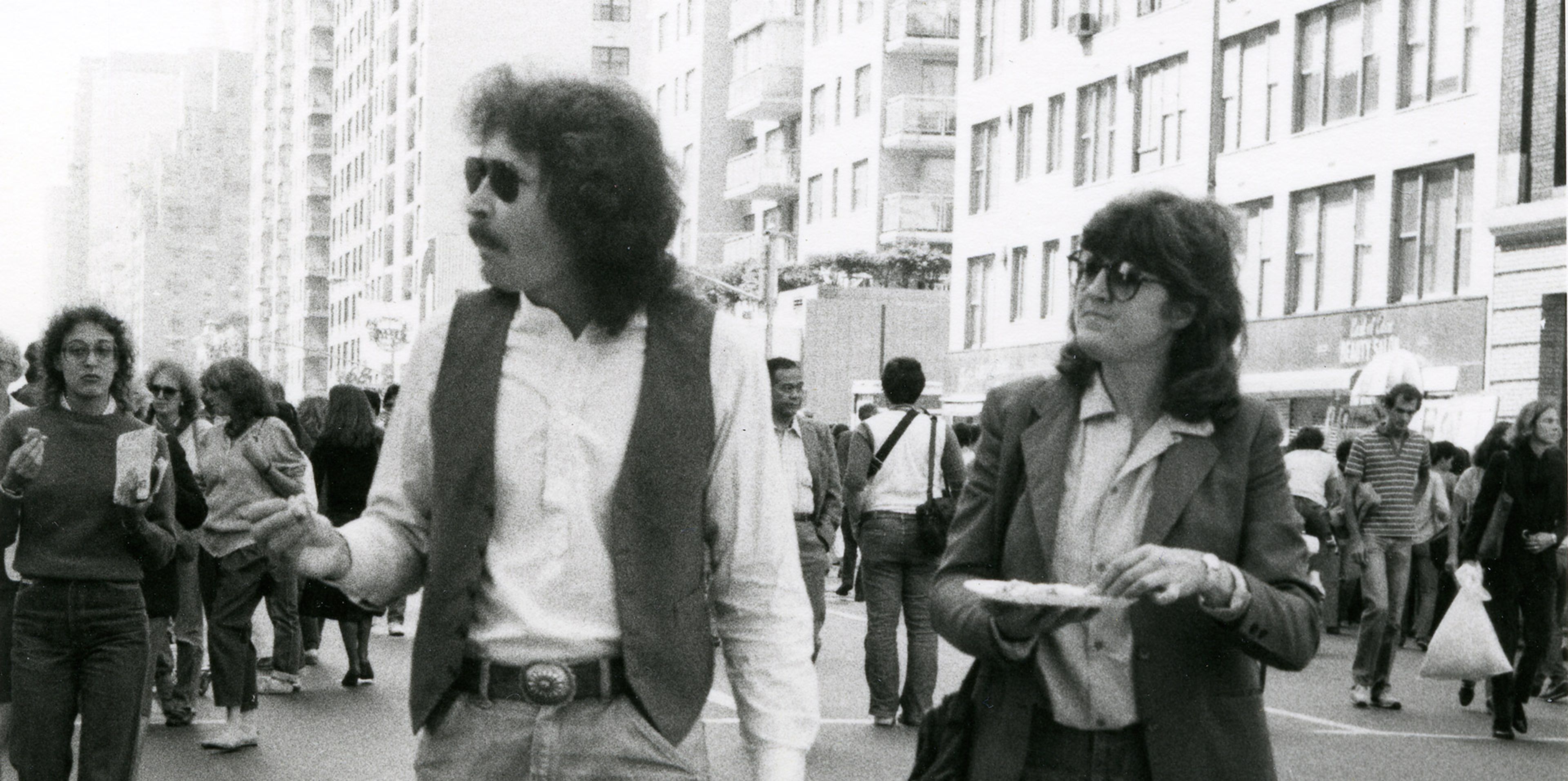 An archival photo of Doug Wheeler and Vija Celmins in New York, dated 1981.