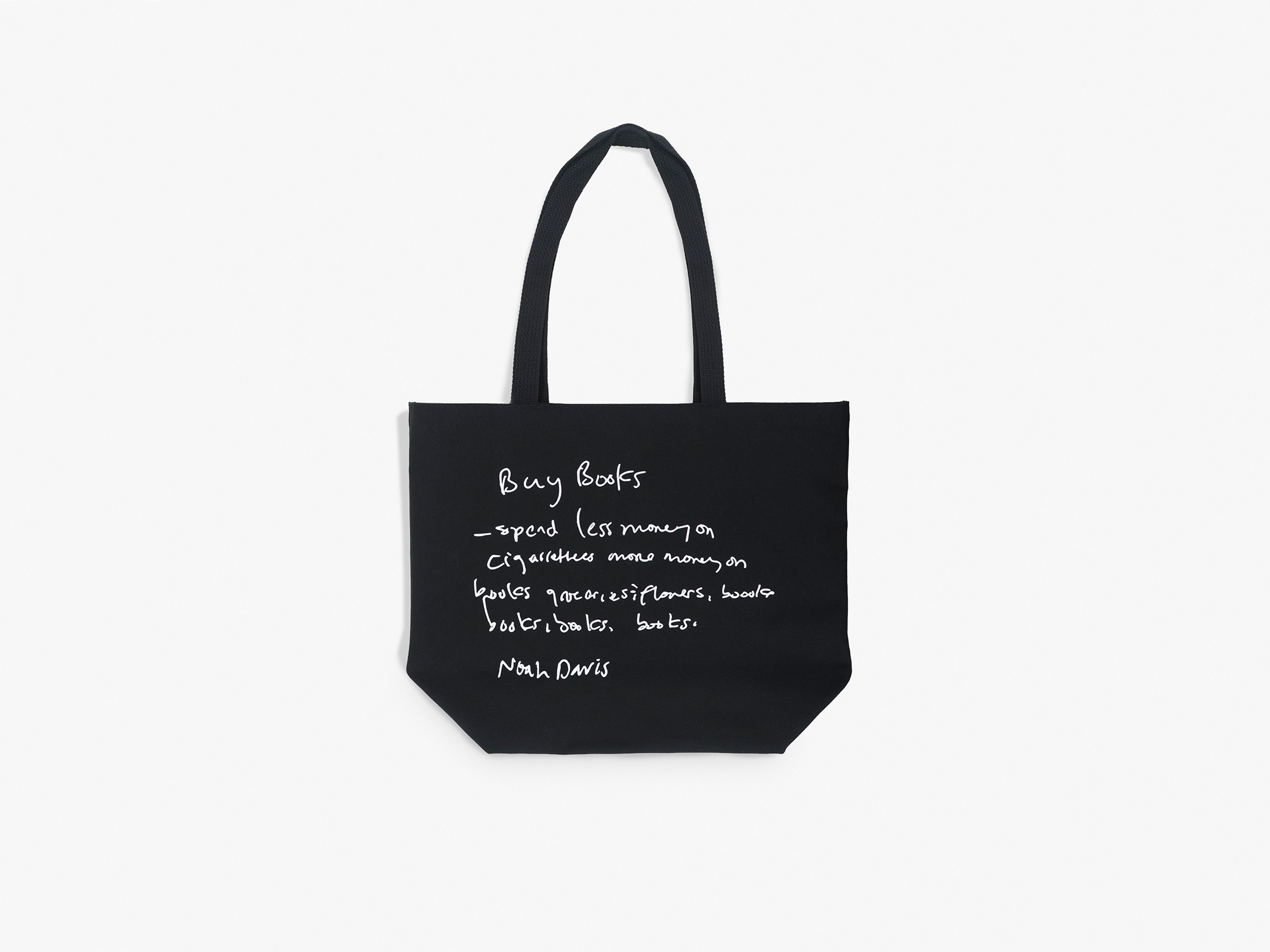 A heavy-duty cotton canvas tote, featuring a handwritten excerpt from Noah Davis’s personal journals.