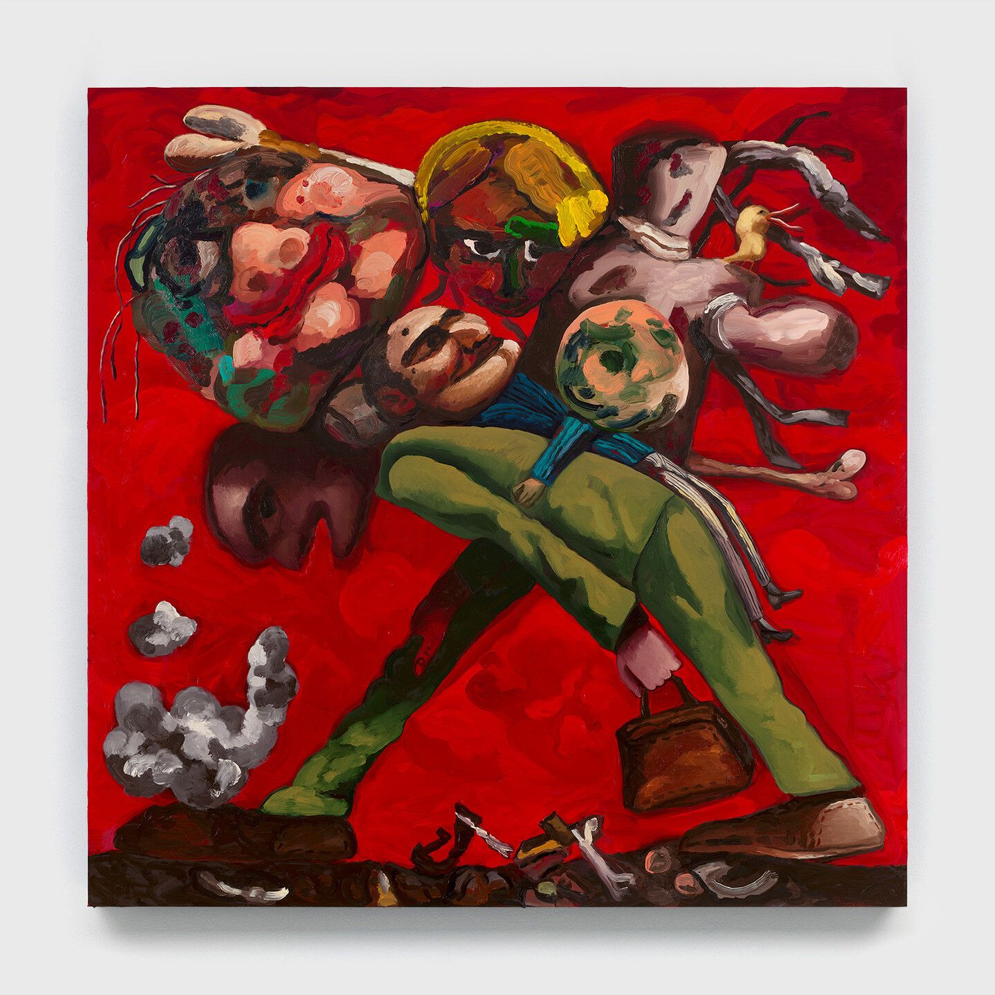 An oil painting on canvas by Dana Schutz, titled Baggage, dated 2021.