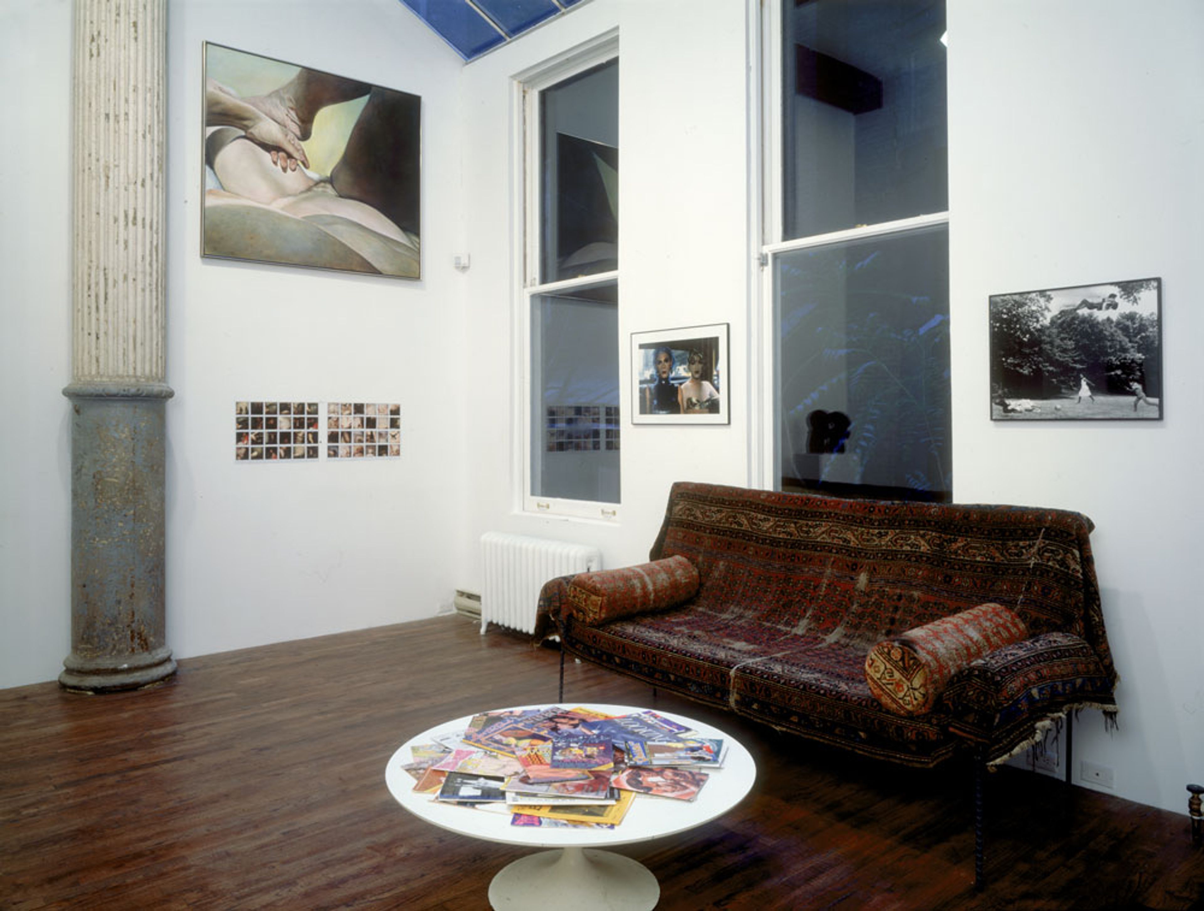 An installation view of the exhibition COMING TO POWER: 25 years of Sexually X-Plicit Art By Women, at David Zwirner New York, dated 1993.