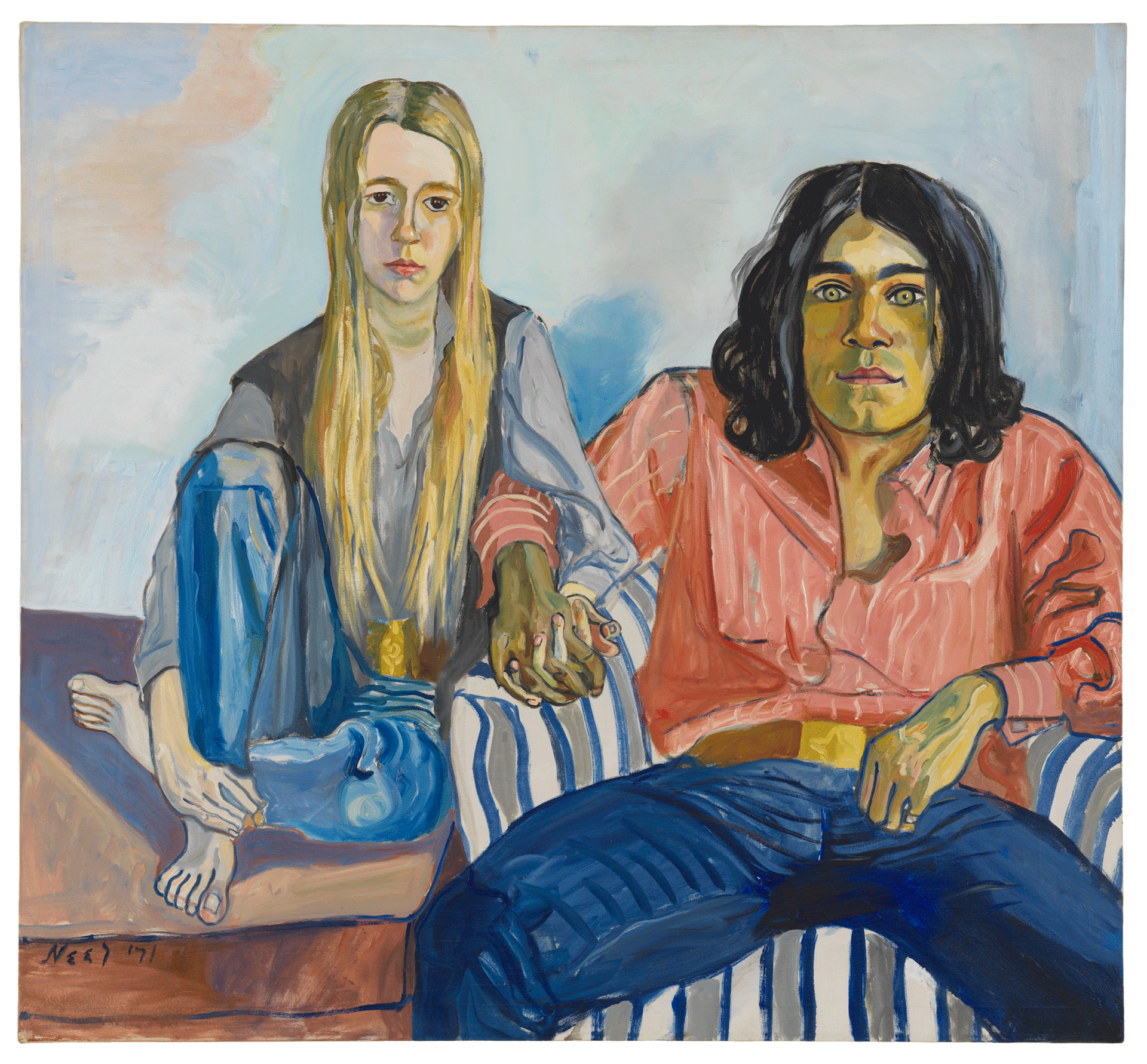 A painting by Alice Neel, titled Ian and Mary, dated 1971.
