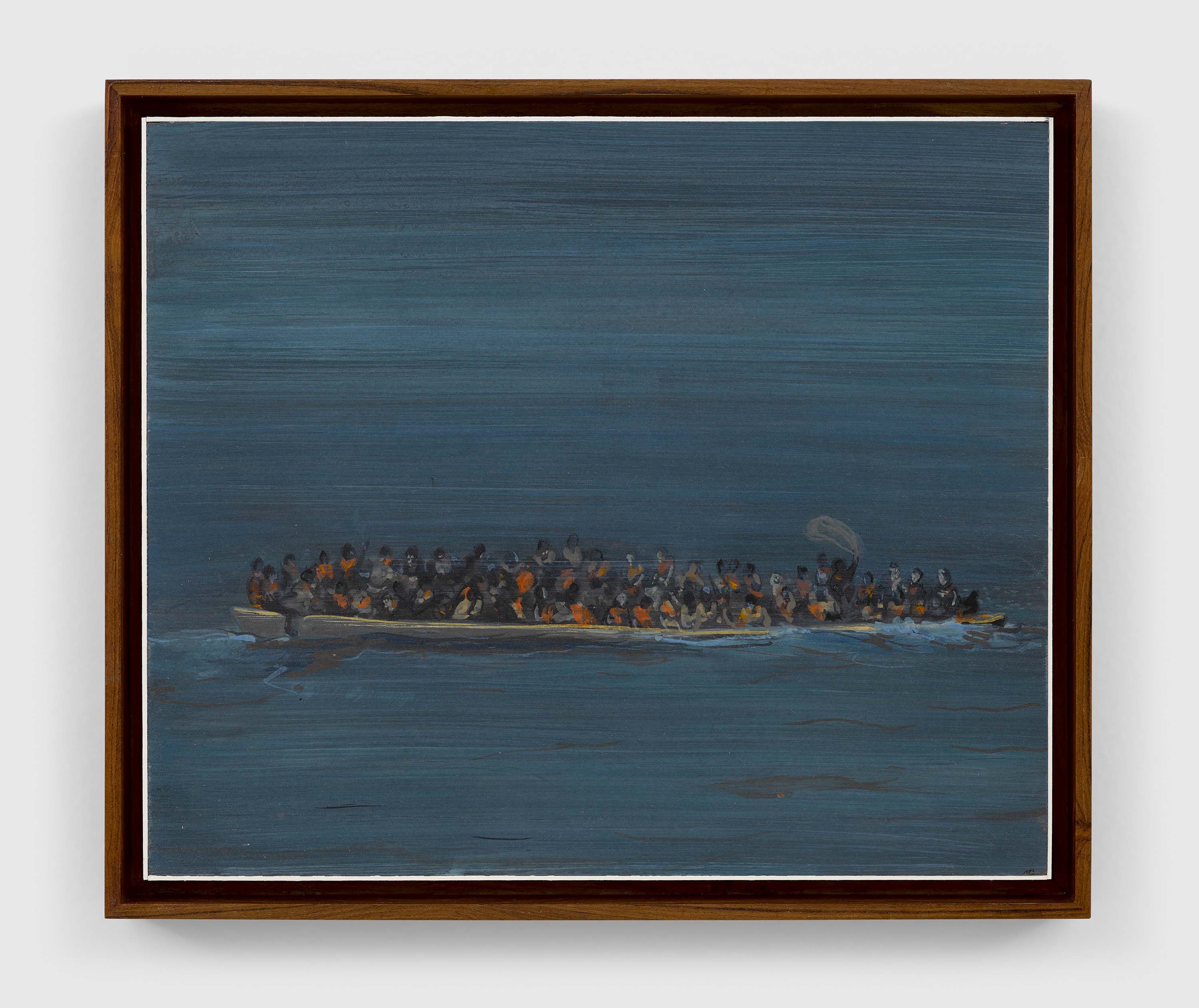 A casein on board painting by Mahesh Baliga, titled Floaters, dated 2022.