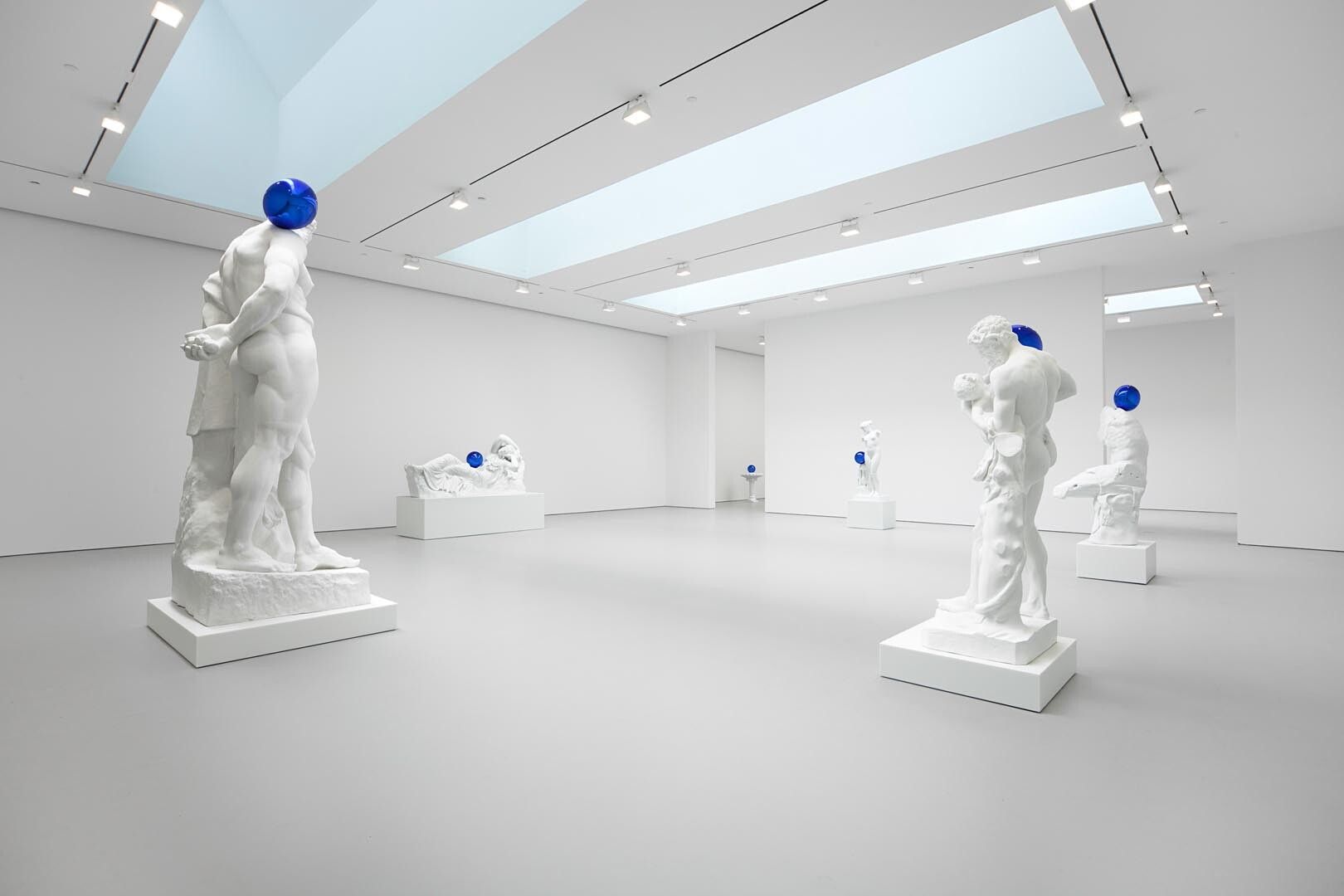 Installation view of the exhibition Jeff Koons: Gazing Ball, at David Zwirner in New York, dated 2013.