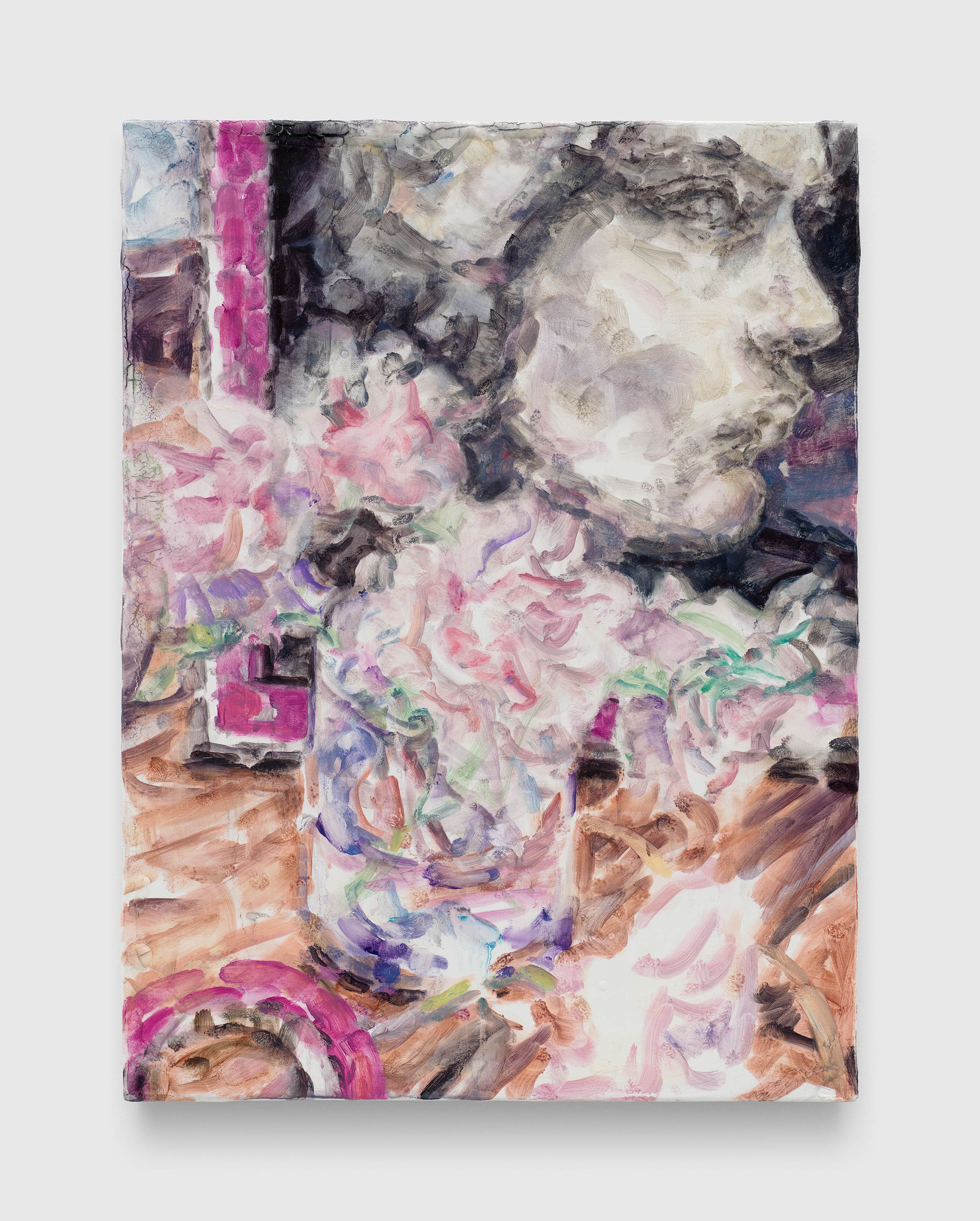 A painting by Elizabeth Peyton, titled Klara, flowers, and tape, dated 2026.