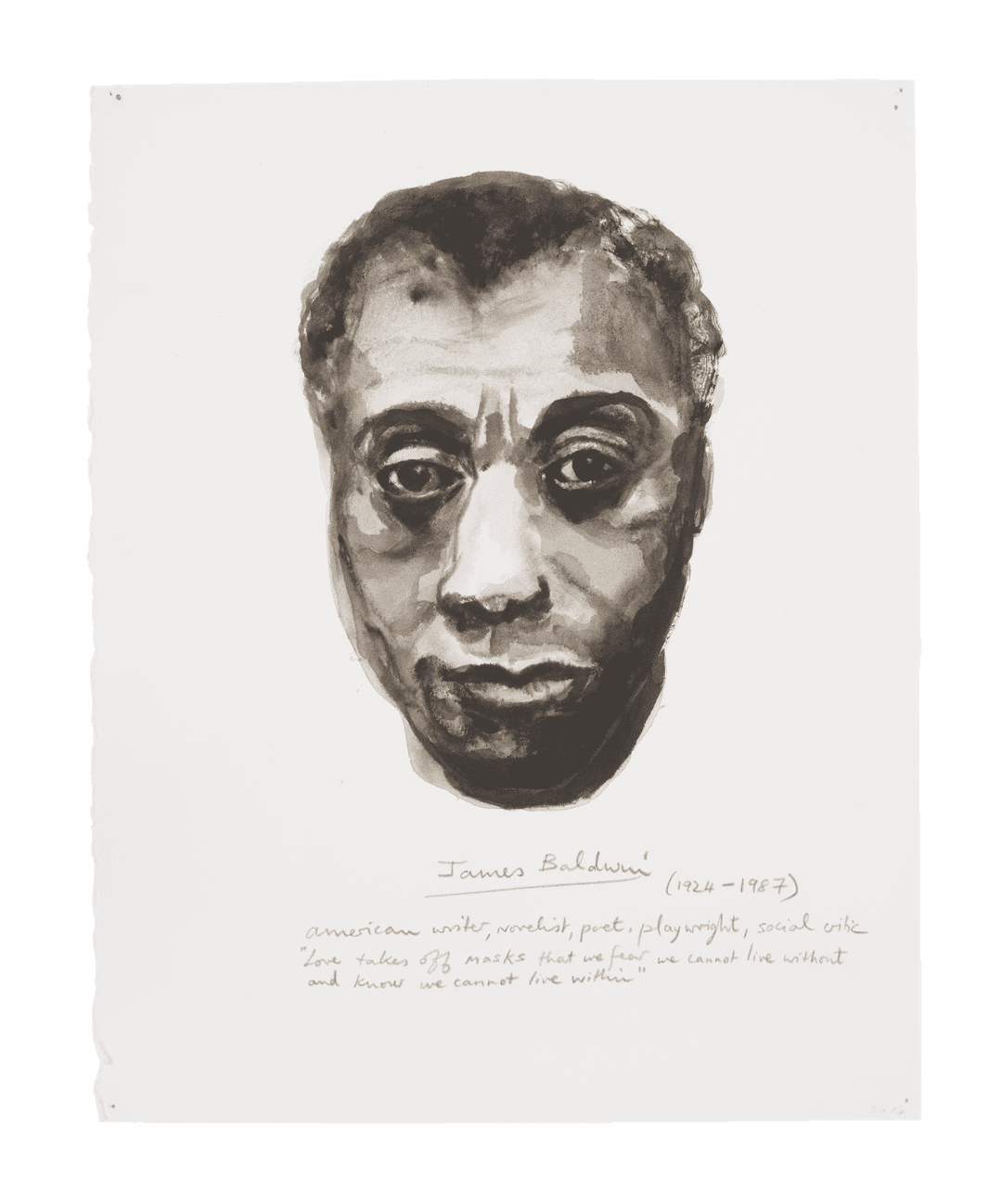 A work on paper by Marlene Dumas, titled James Baldwin, dated 2014.