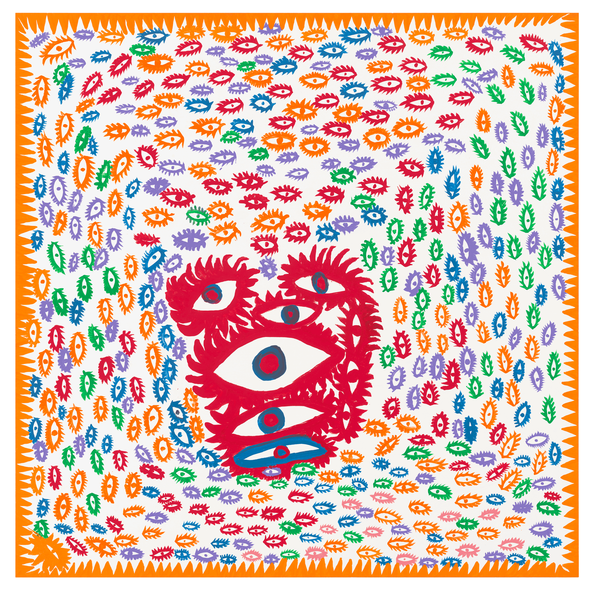 A painting by Yayoi Kusama, titled MY HEART‚Äã, dated 2013. 